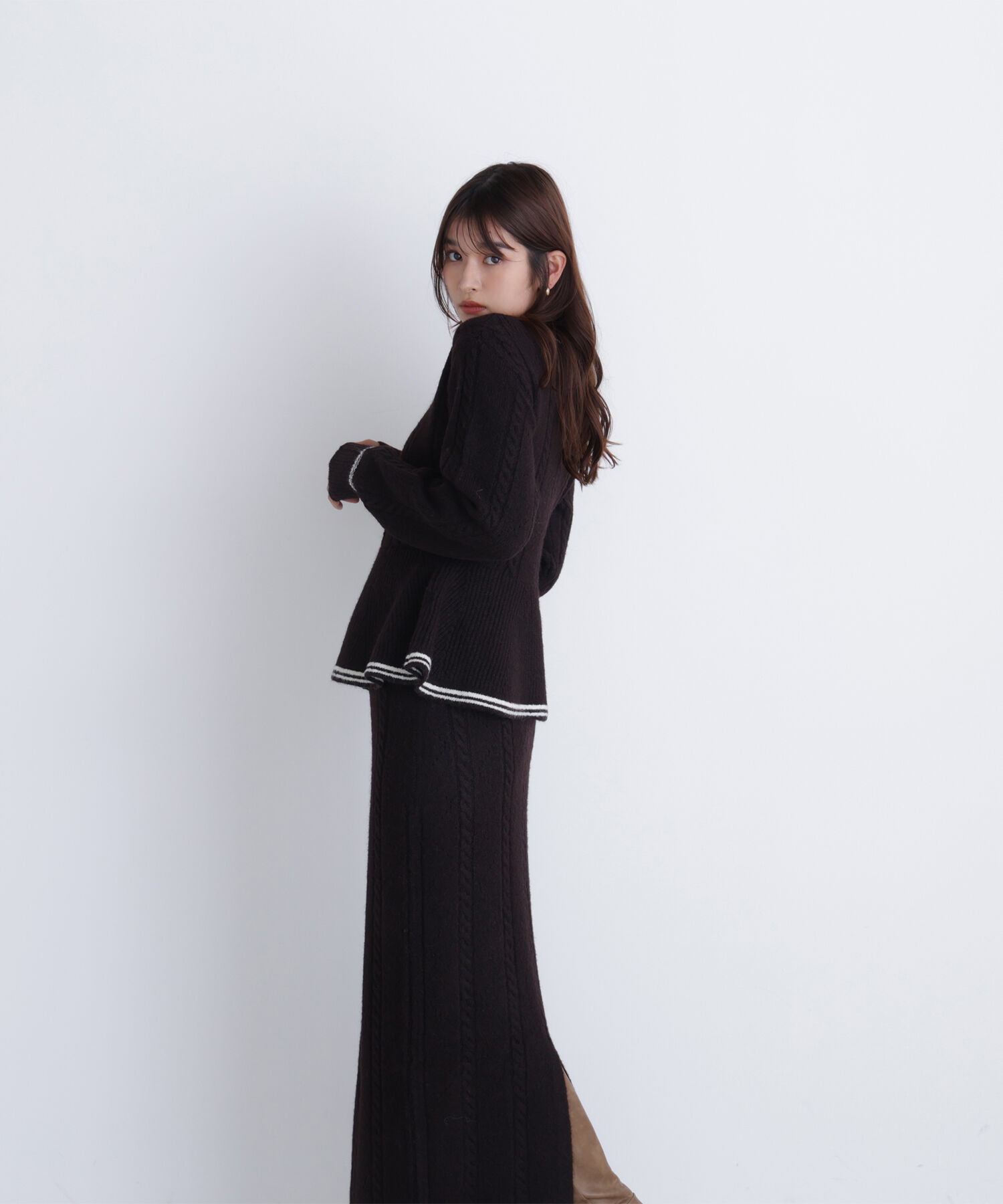  「ペプラムケーブルニットセットアップ」|ワンピース|