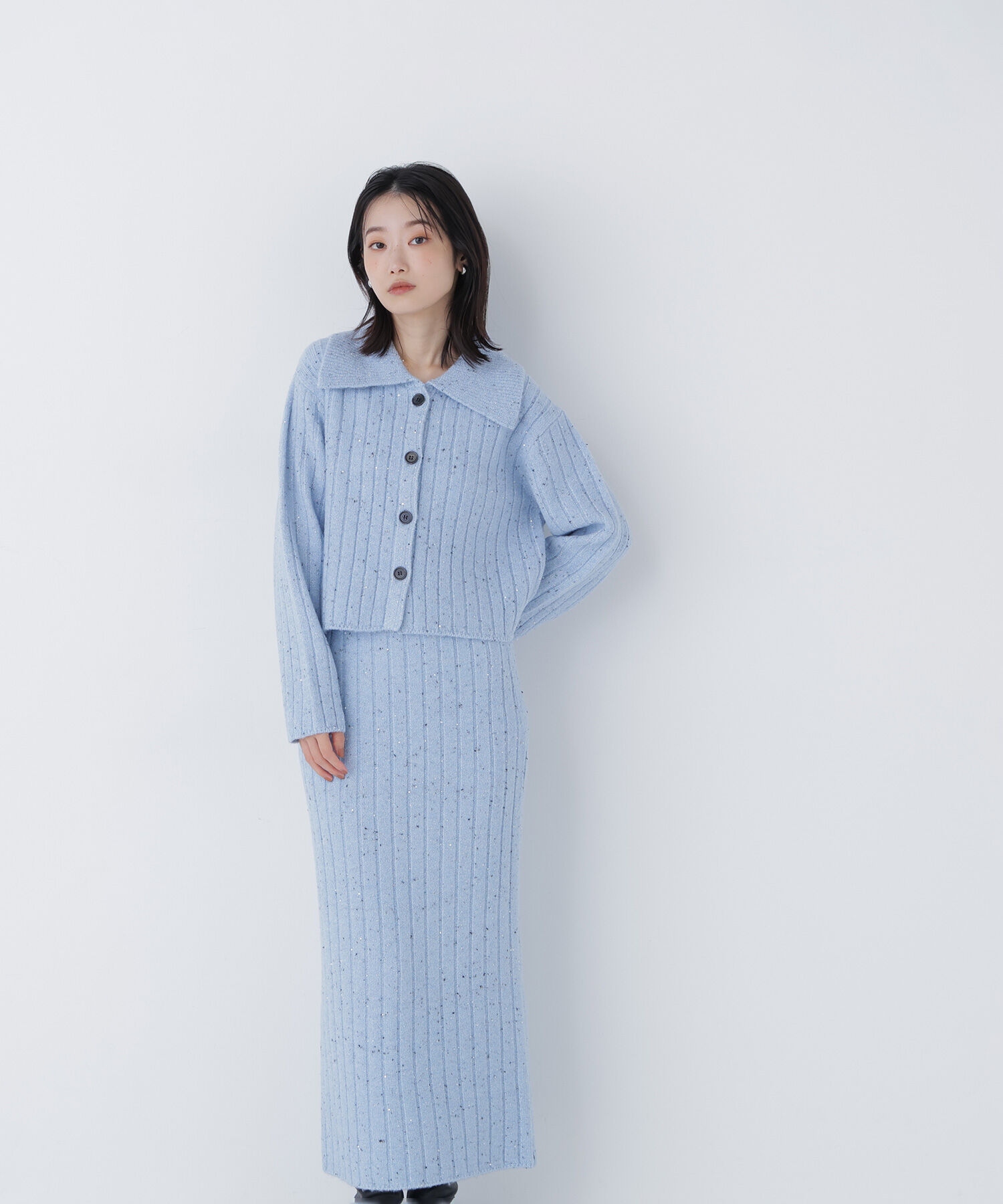  「スパンコールラメニットセットアップ」|ワンピース|