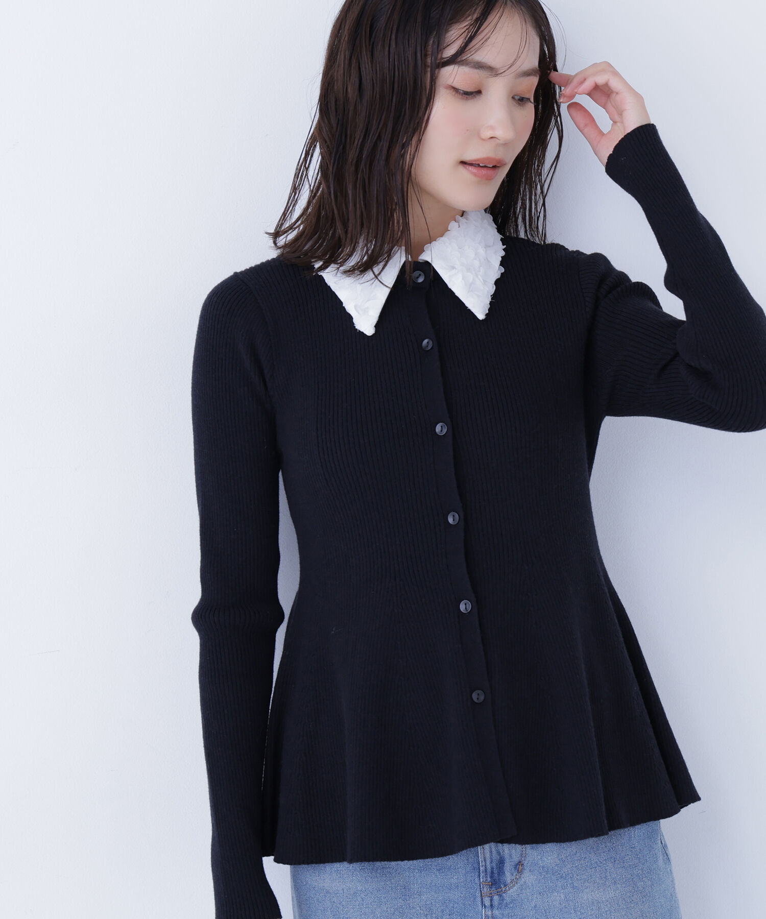  「2wayカラーペプラムニット」|ニット・セーター|