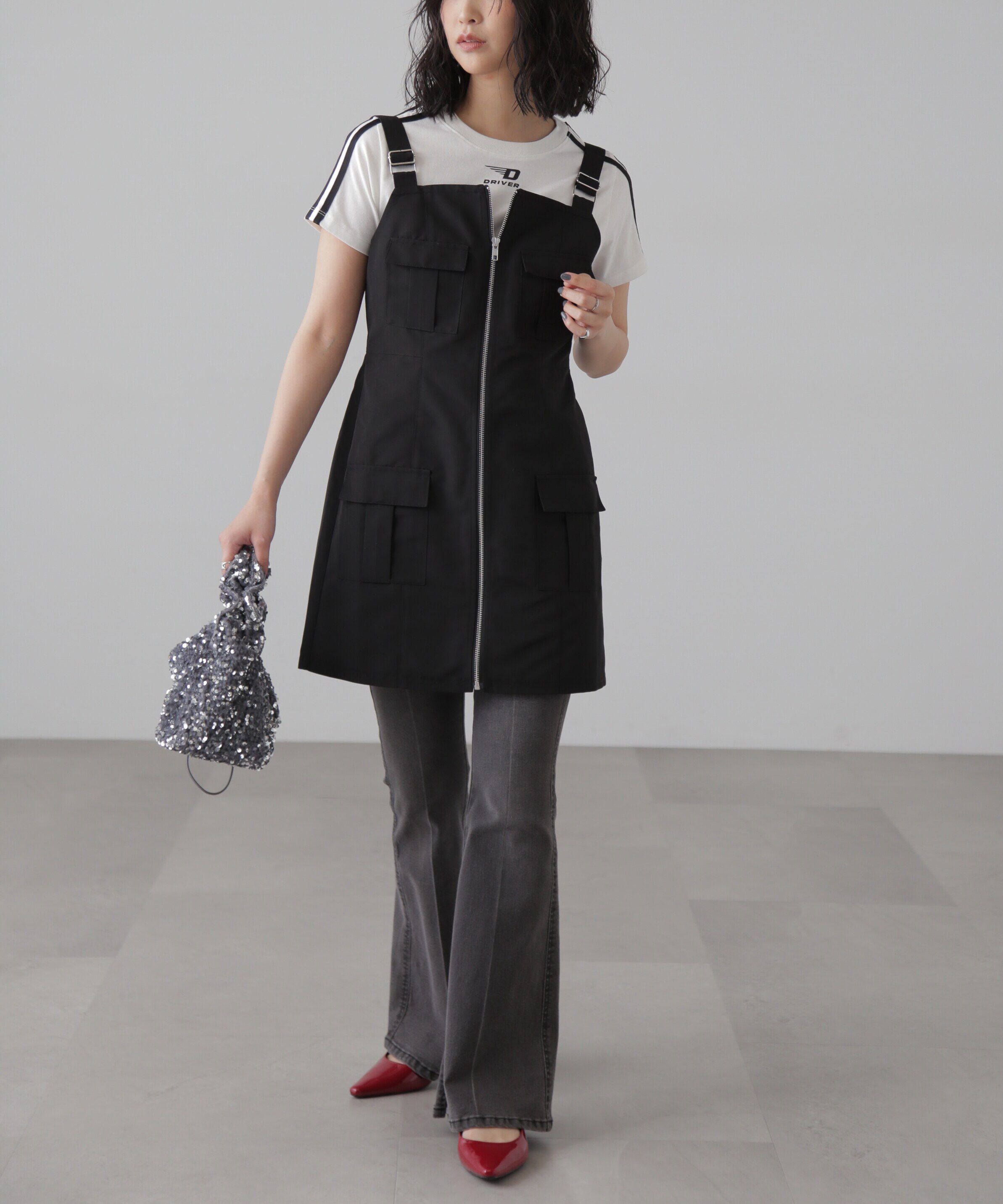  「[低身長サイズ/Sシリーズ]内スリットベルボトムデニムパンツ」|その他|