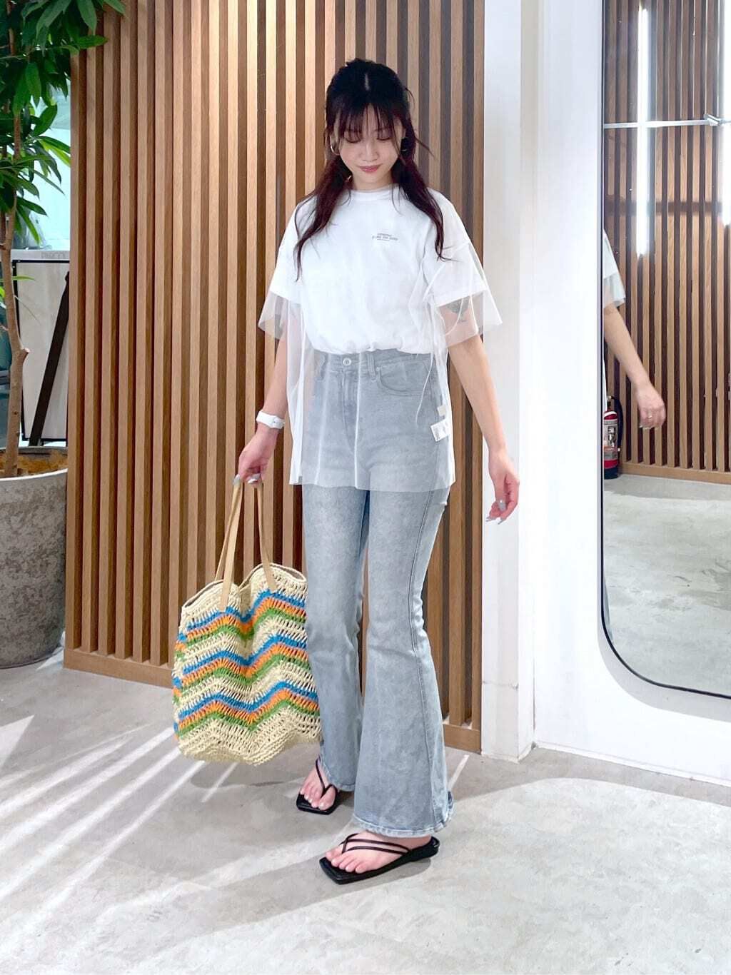  「[低身長サイズ/Sシリーズ]内スリットベルボトムデニムパンツ」|その他|