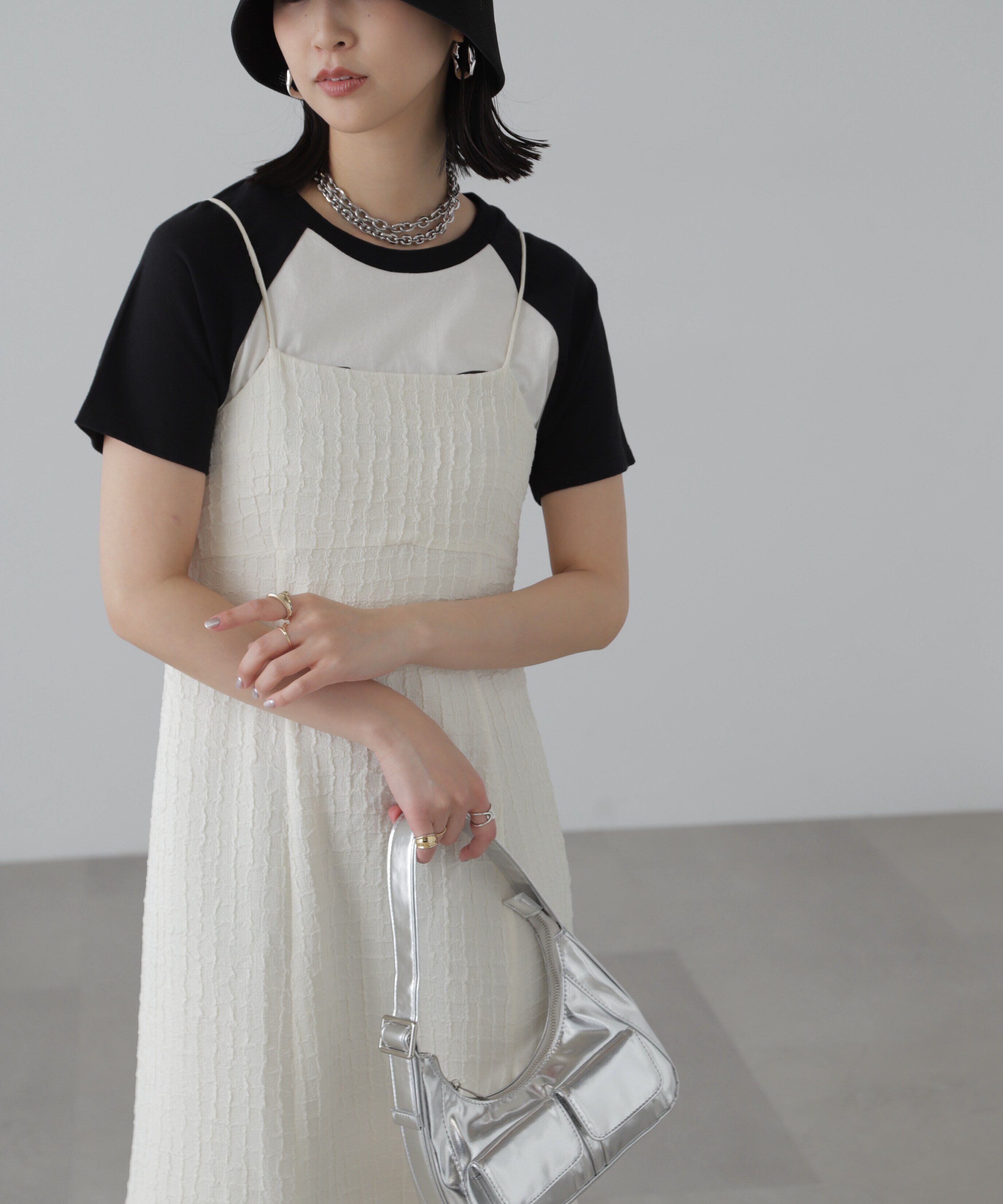  「ぽこぽこチェックマーメイドキャミワンピース」|ワンピース|