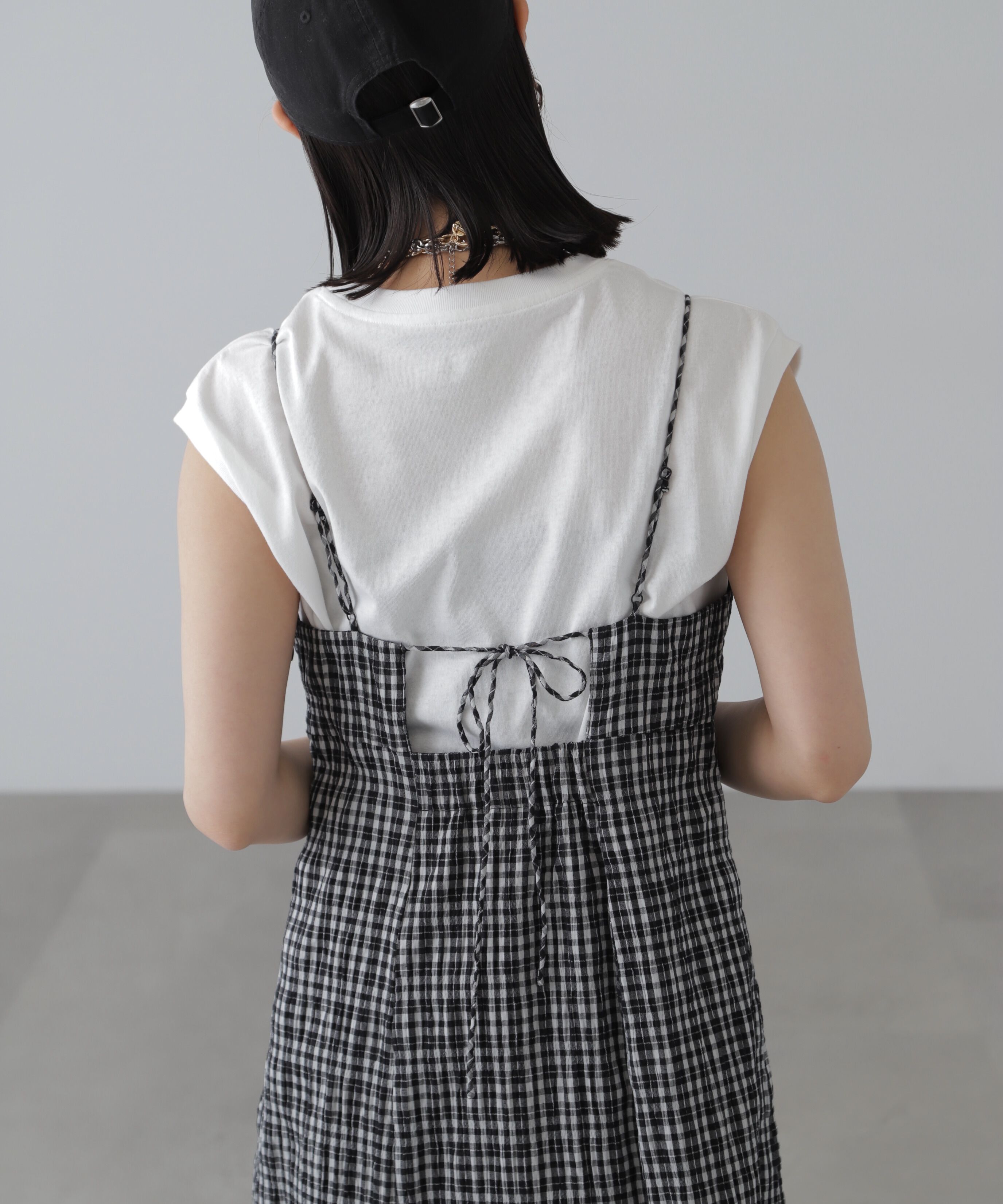  「ぽこぽこチェックマーメイドキャミワンピース」|ワンピース|