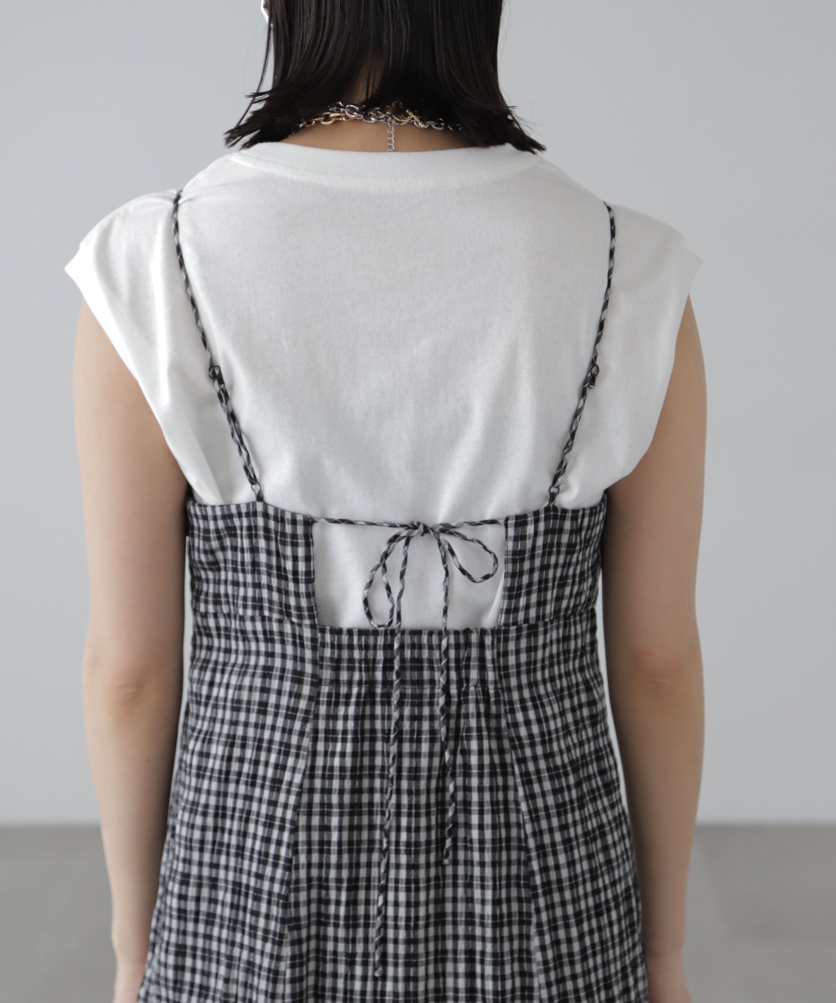  「ぽこぽこチェックマーメイドキャミワンピース」|ワンピース|