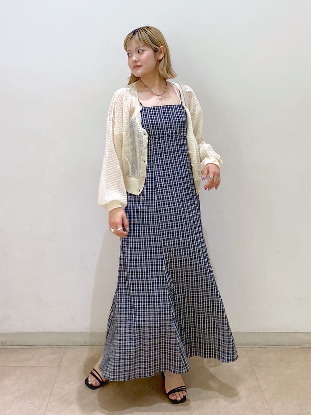  「ぽこぽこチェックマーメイドキャミワンピース」|ワンピース|