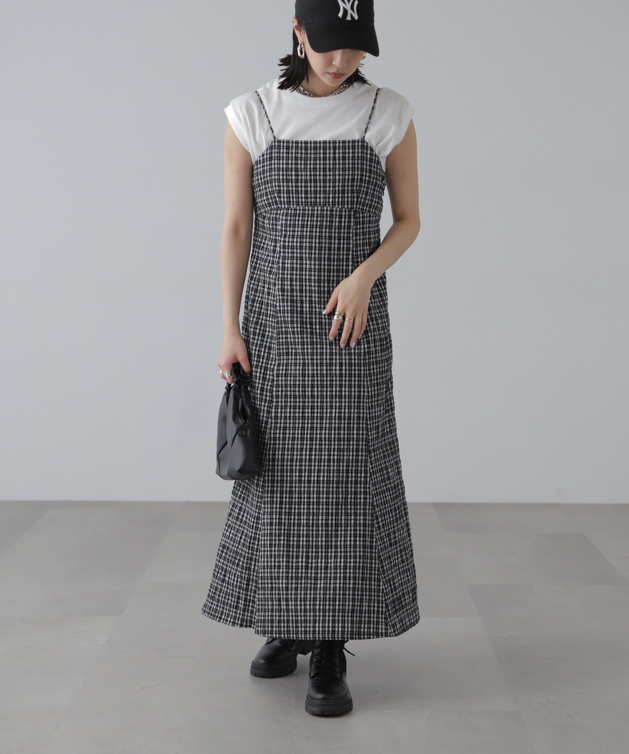  「ぽこぽこチェックマーメイドキャミワンピース」|ワンピース|