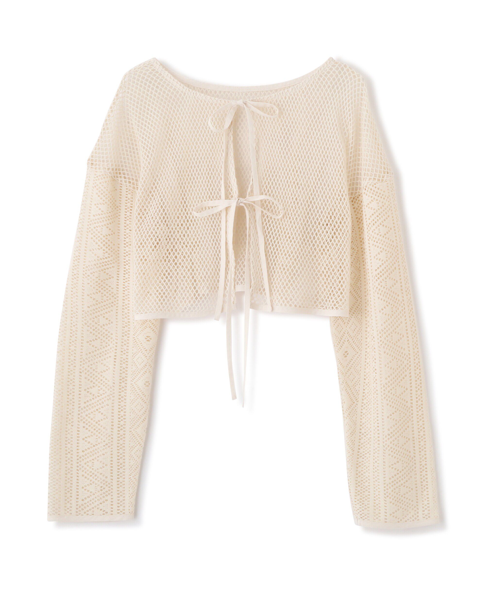  「前後2wayダブルリボンメッシュカーディガン」|シャツ・ブラウス|