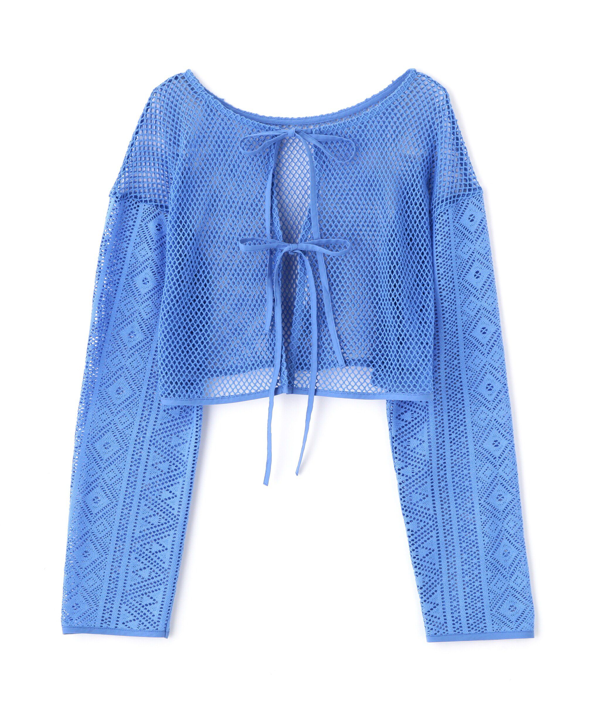  「前後2wayダブルリボンメッシュカーディガン」|シャツ・ブラウス|