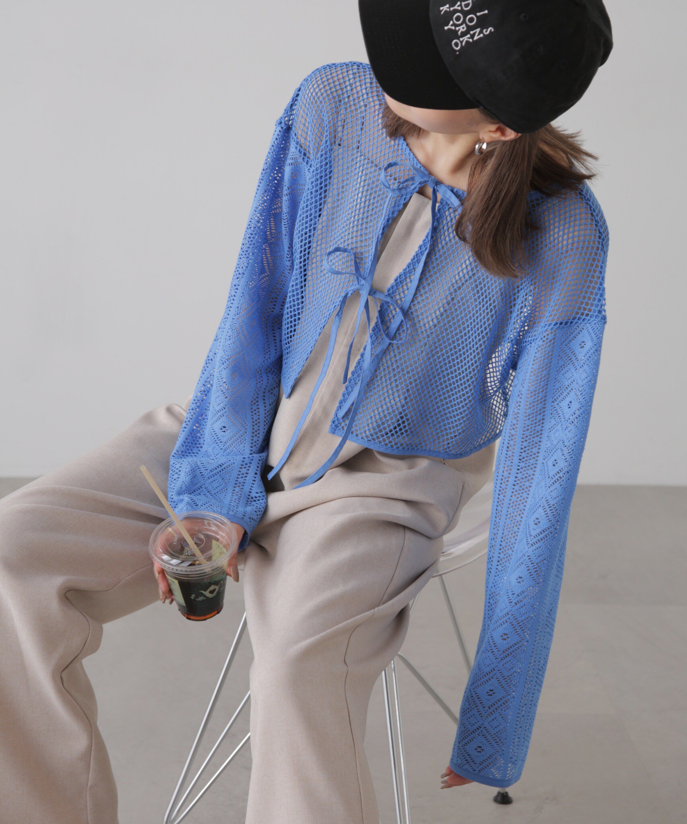  「前後2wayダブルリボンメッシュカーディガン」|シャツ・ブラウス|