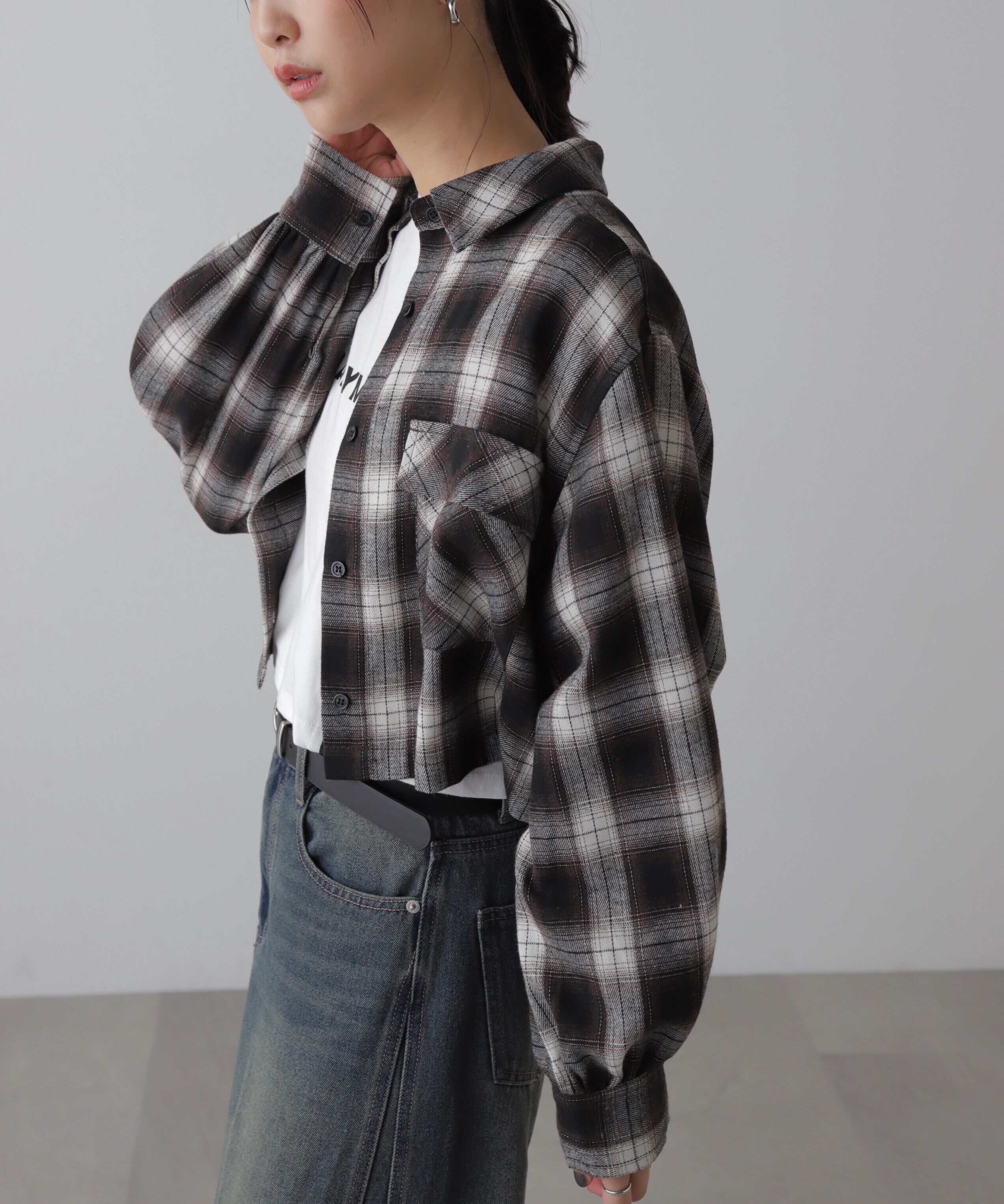  「ビッグポケットショート丈シャツ」|シャツ・ブラウス|