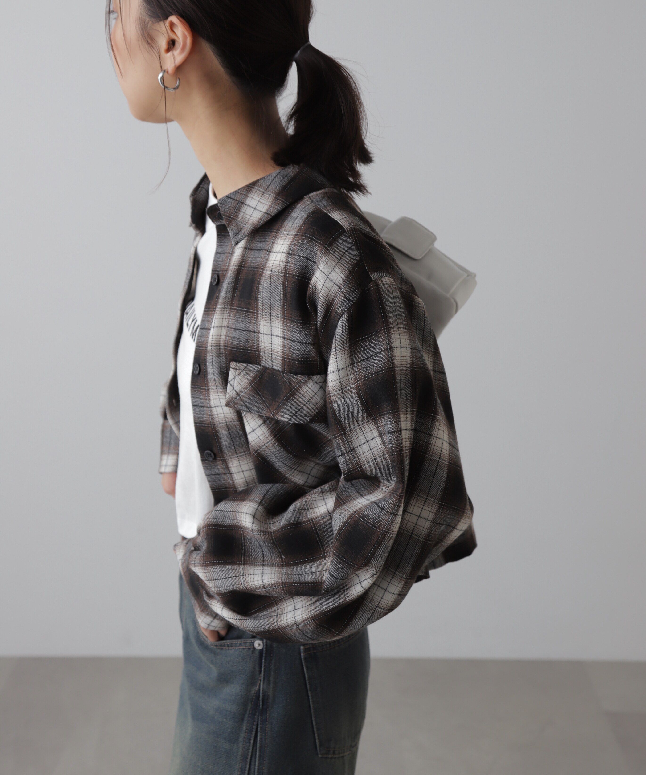  「ビッグポケットショート丈シャツ」|シャツ・ブラウス|