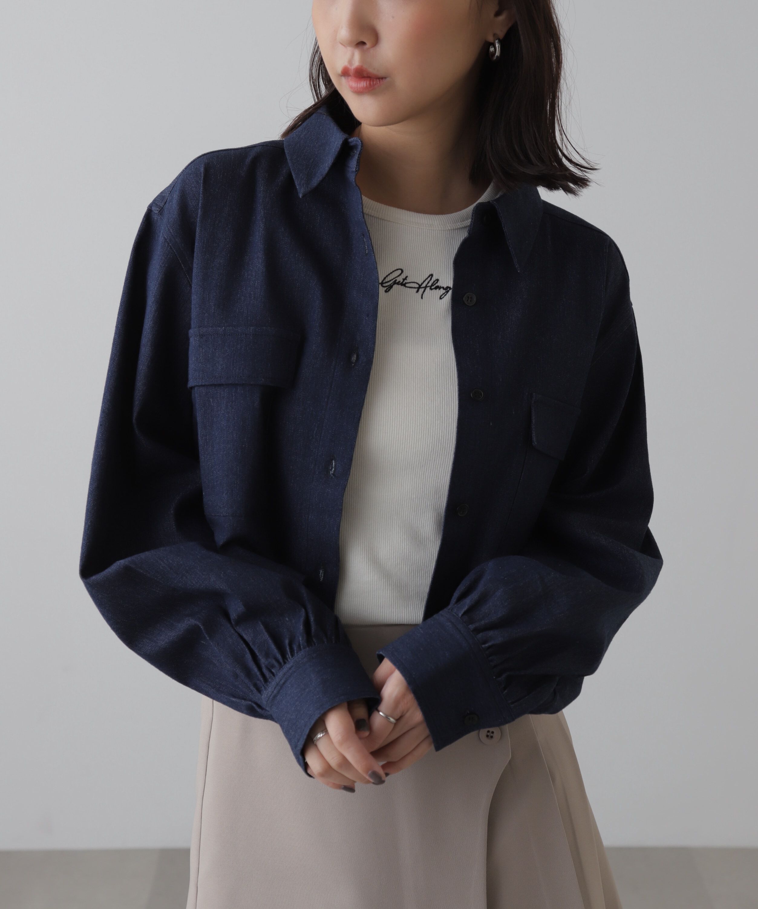  「ビッグポケットショート丈シャツ」|シャツ・ブラウス|