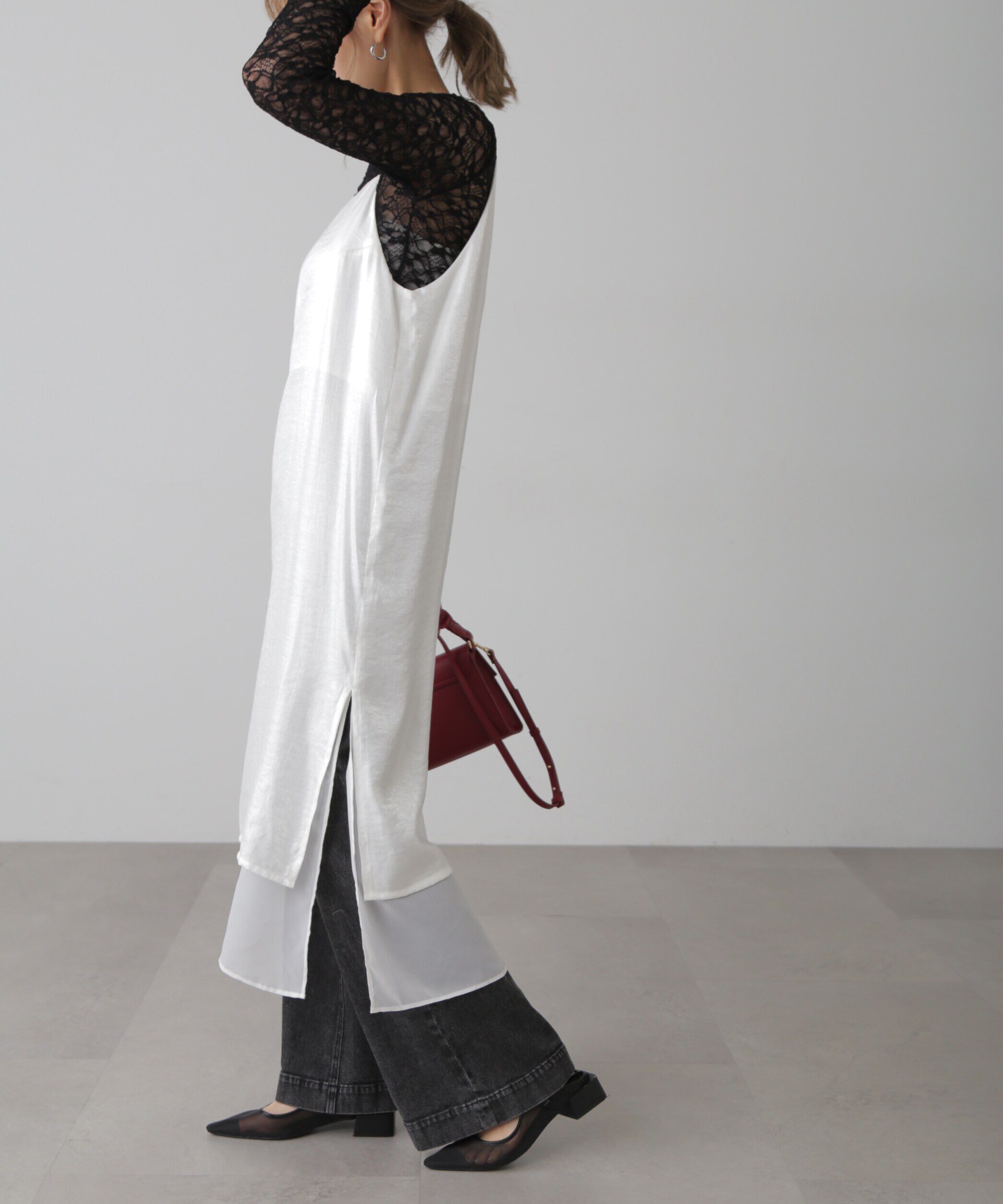  「ショート丈レーストップス」|Tシャツ・カットソー|