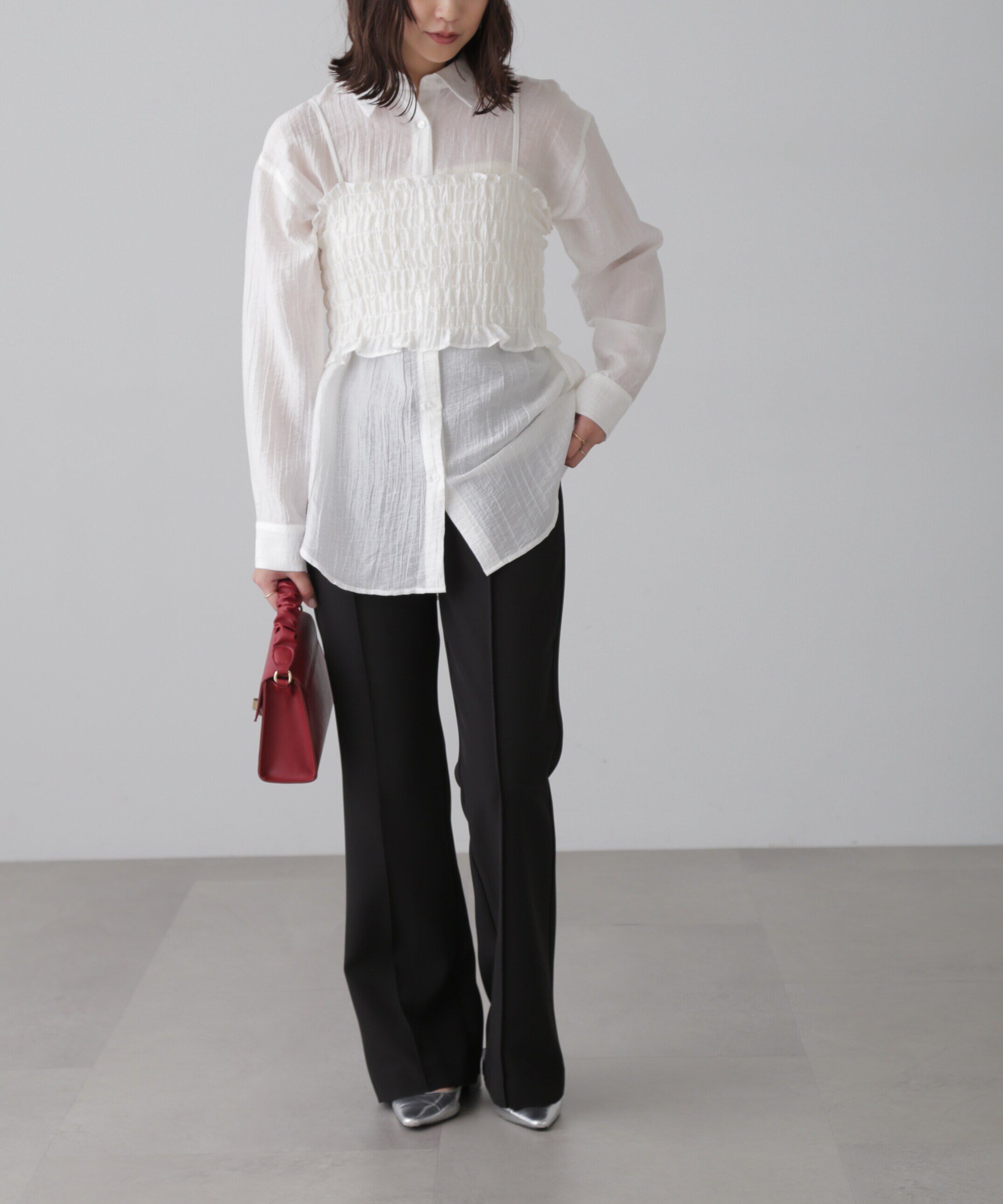  「[低身長サイズ/Sシリーズ]フレアセンタープレスパンツ」|その他|