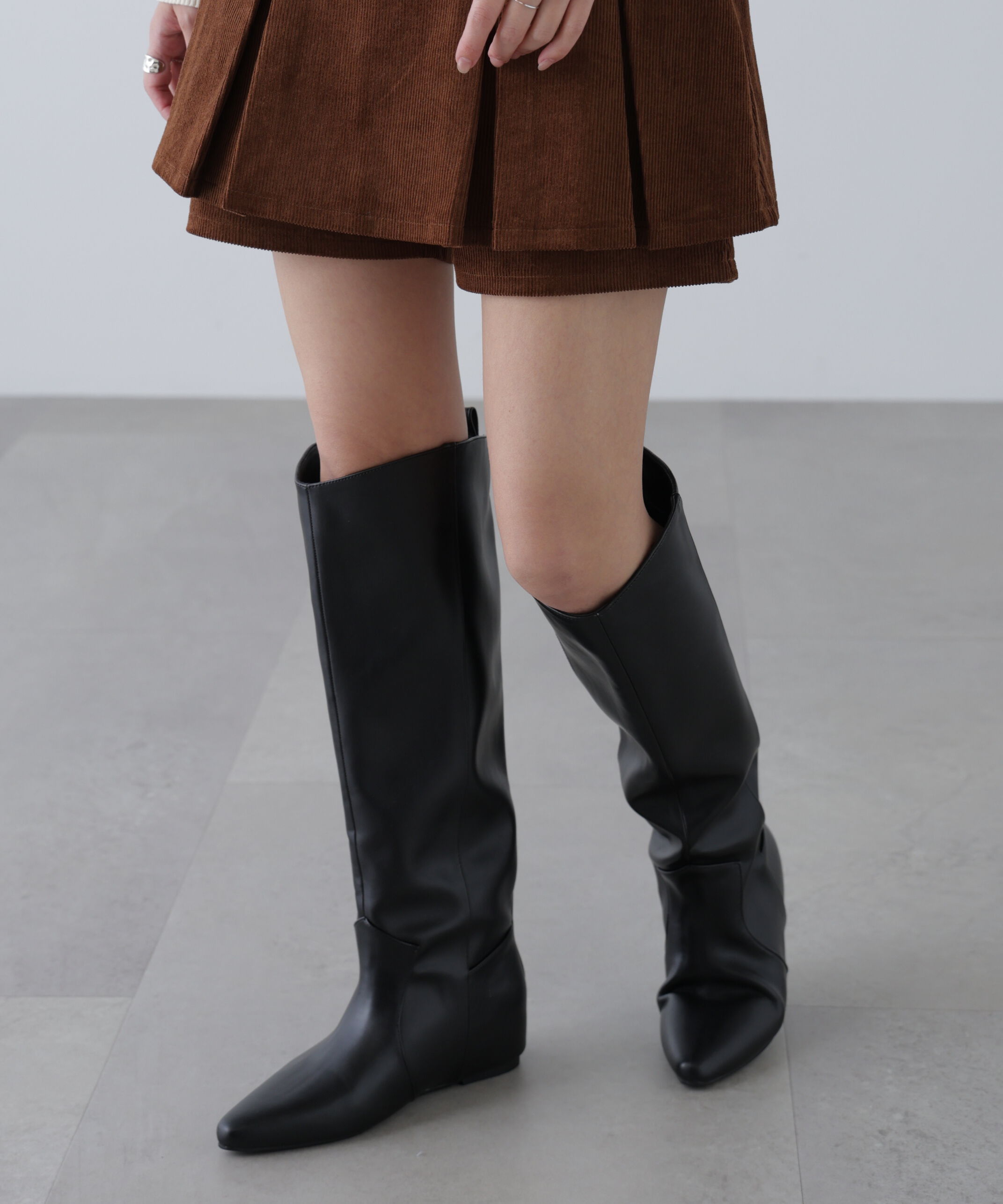  「フラットロングブーツ」|その他|ブラック