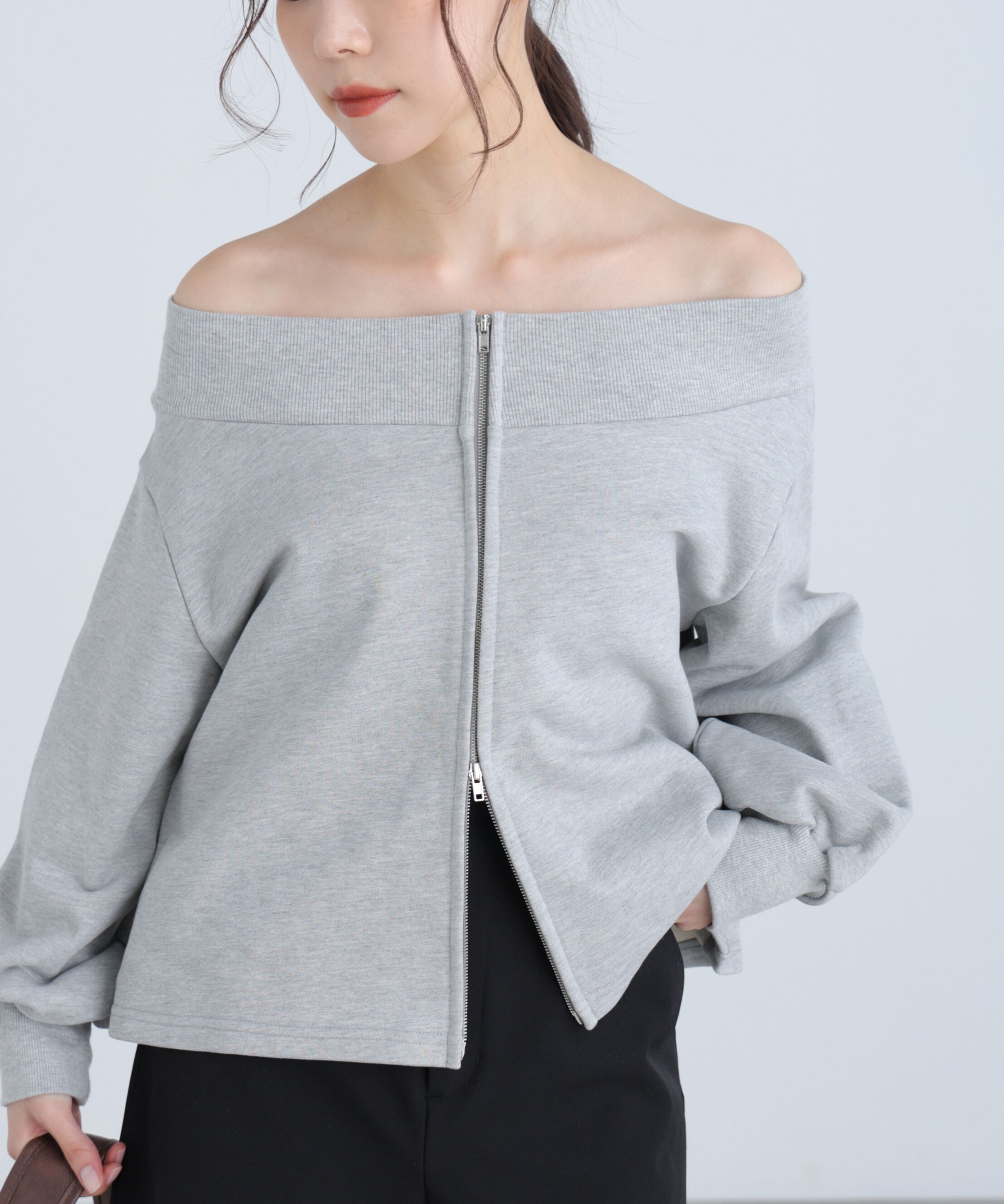  「袖バルーンオフショルZIPカットソー」|Tシャツ・カットソー|
