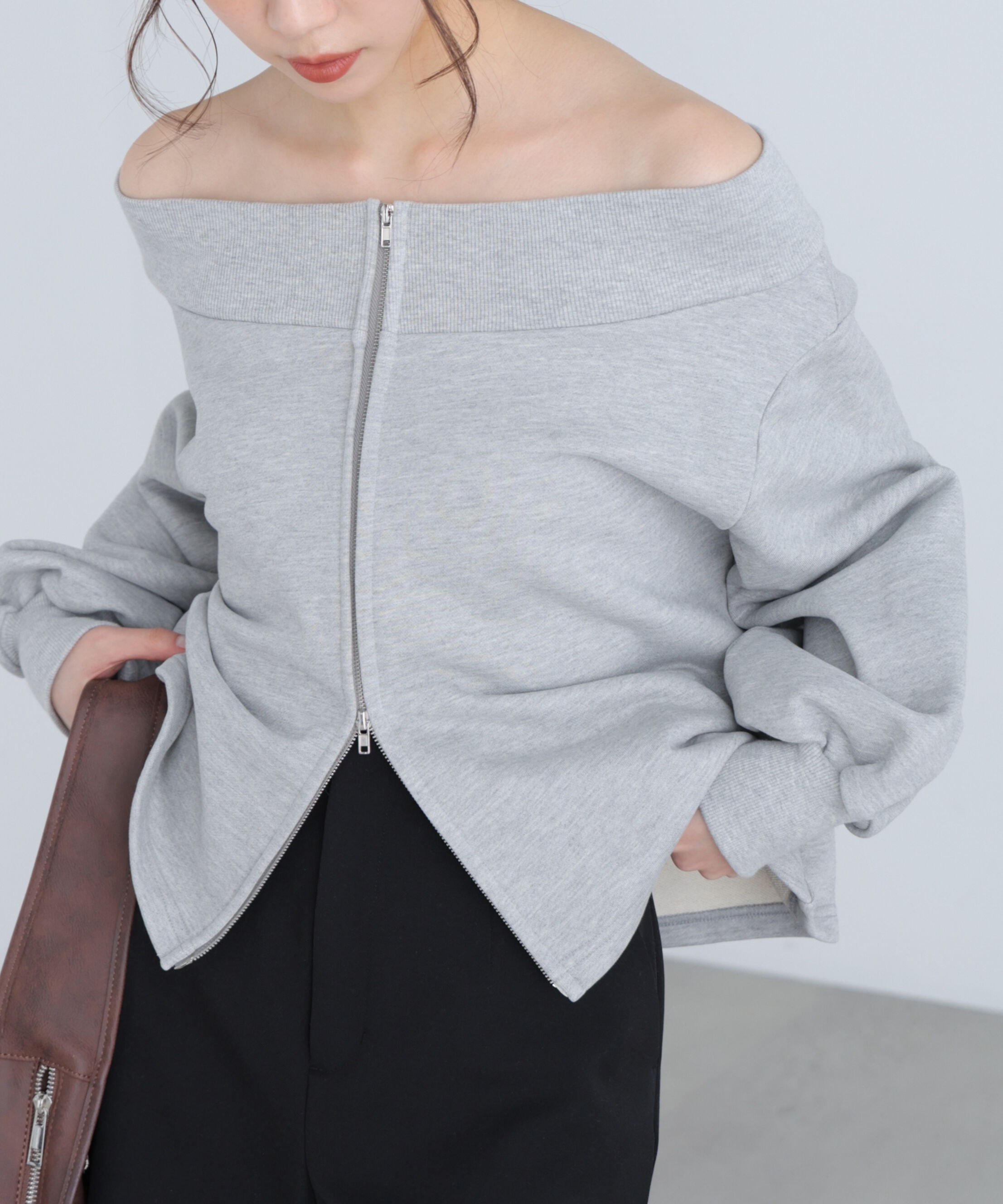  「袖バルーンオフショルZIPカットソー」|Tシャツ・カットソー|