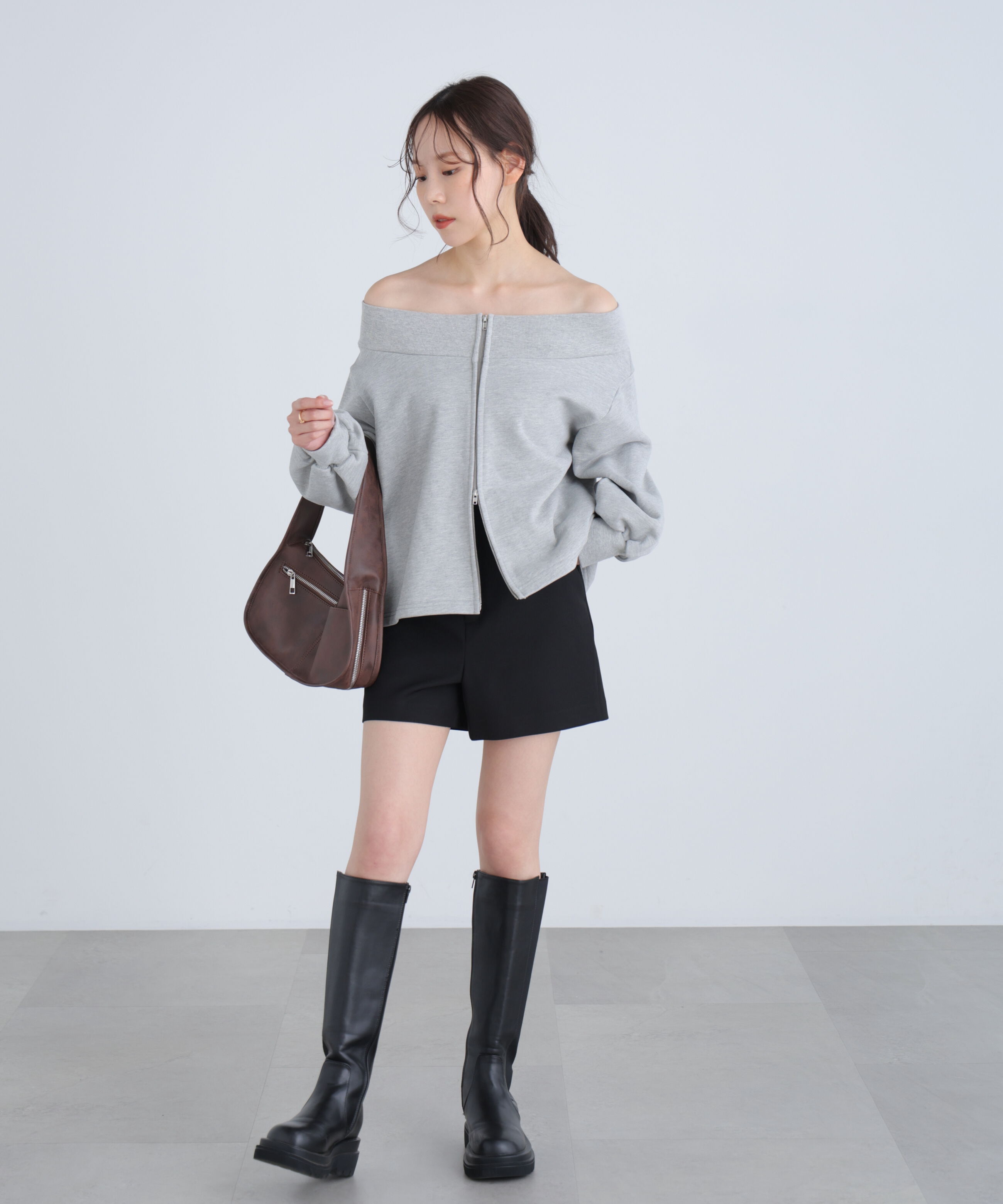  「袖バルーンオフショルZIPカットソー」|Tシャツ・カットソー|