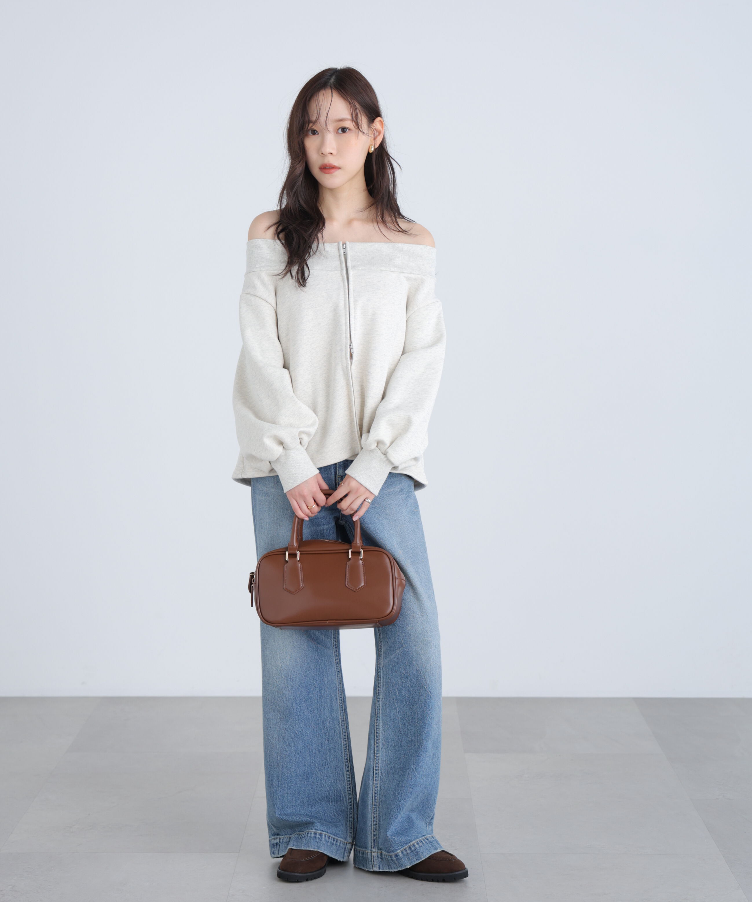  「袖バルーンオフショルZIPカットソー」|Tシャツ・カットソー|