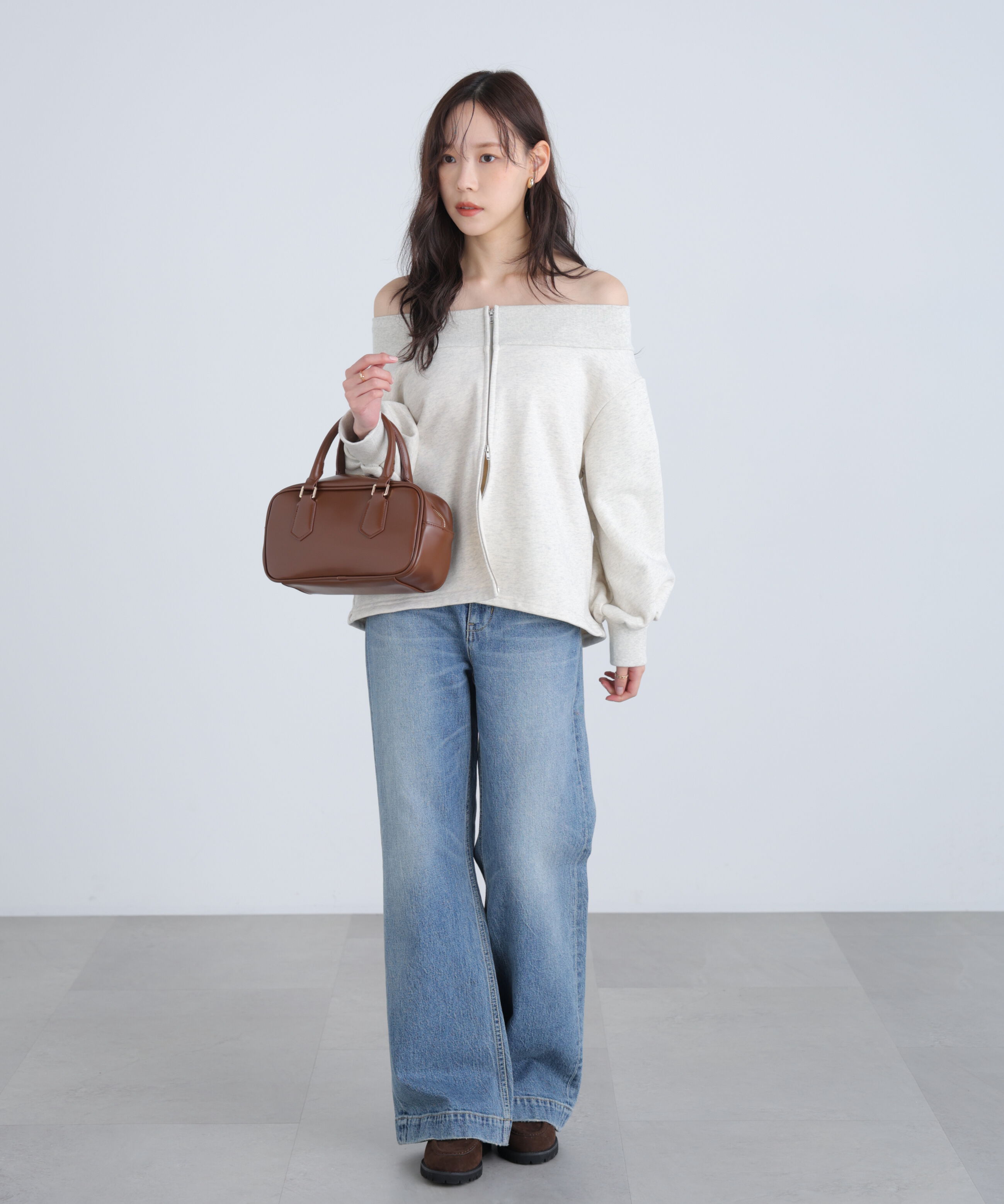  「袖バルーンオフショルZIPカットソー」|Tシャツ・カットソー|