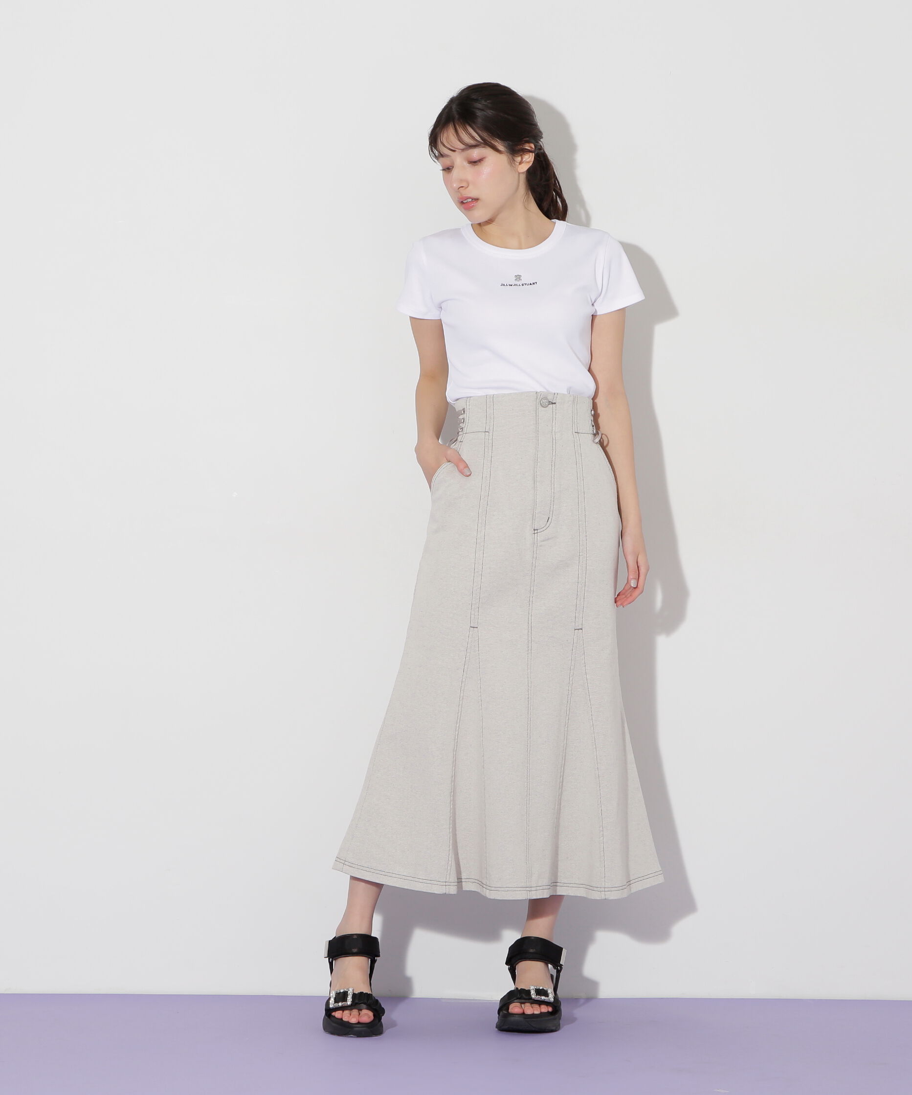  「サイドレースアップデニムマーメイドスカート」|スカート|