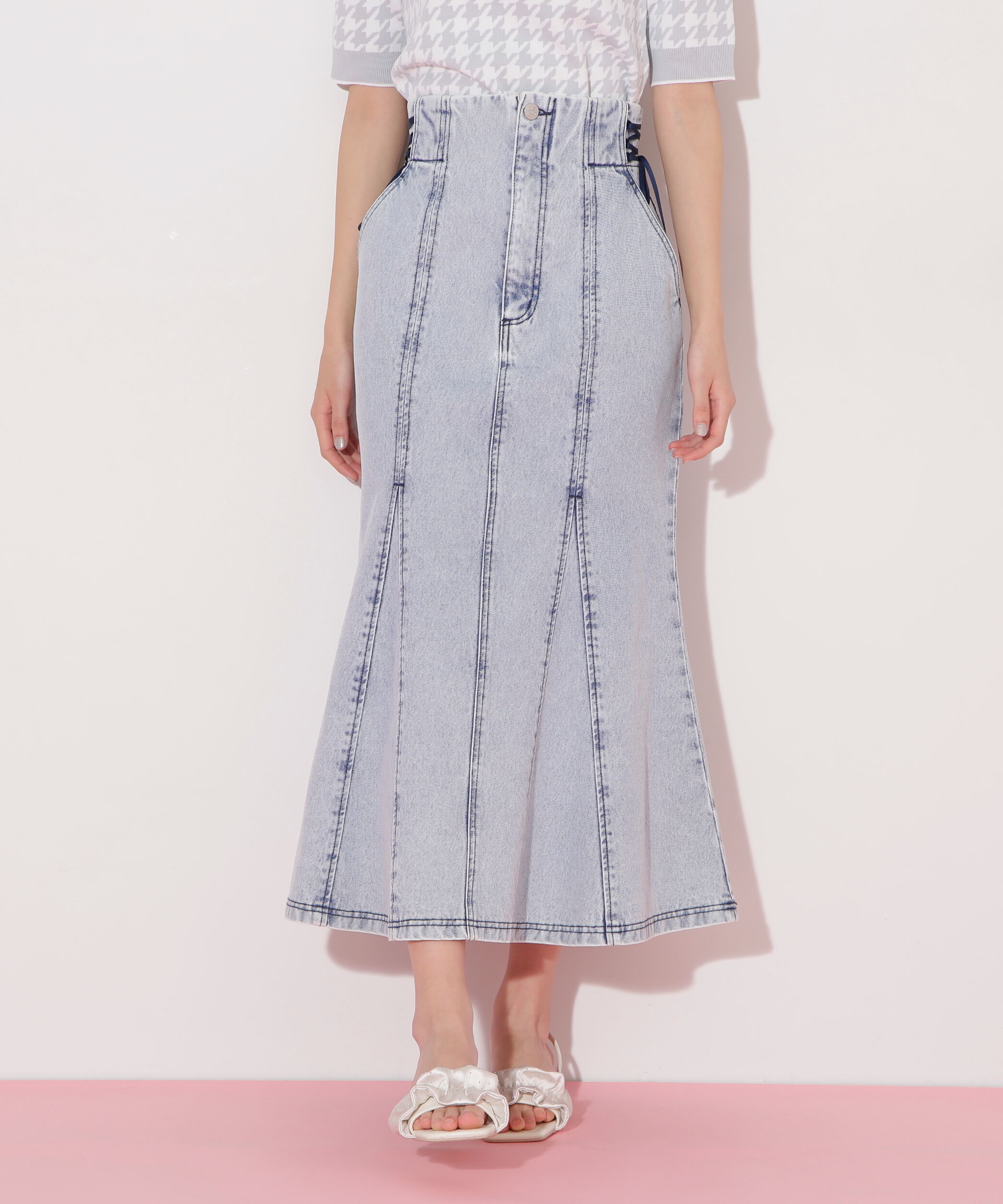  「サイドレースアップデニムマーメイドスカート」|スカート|