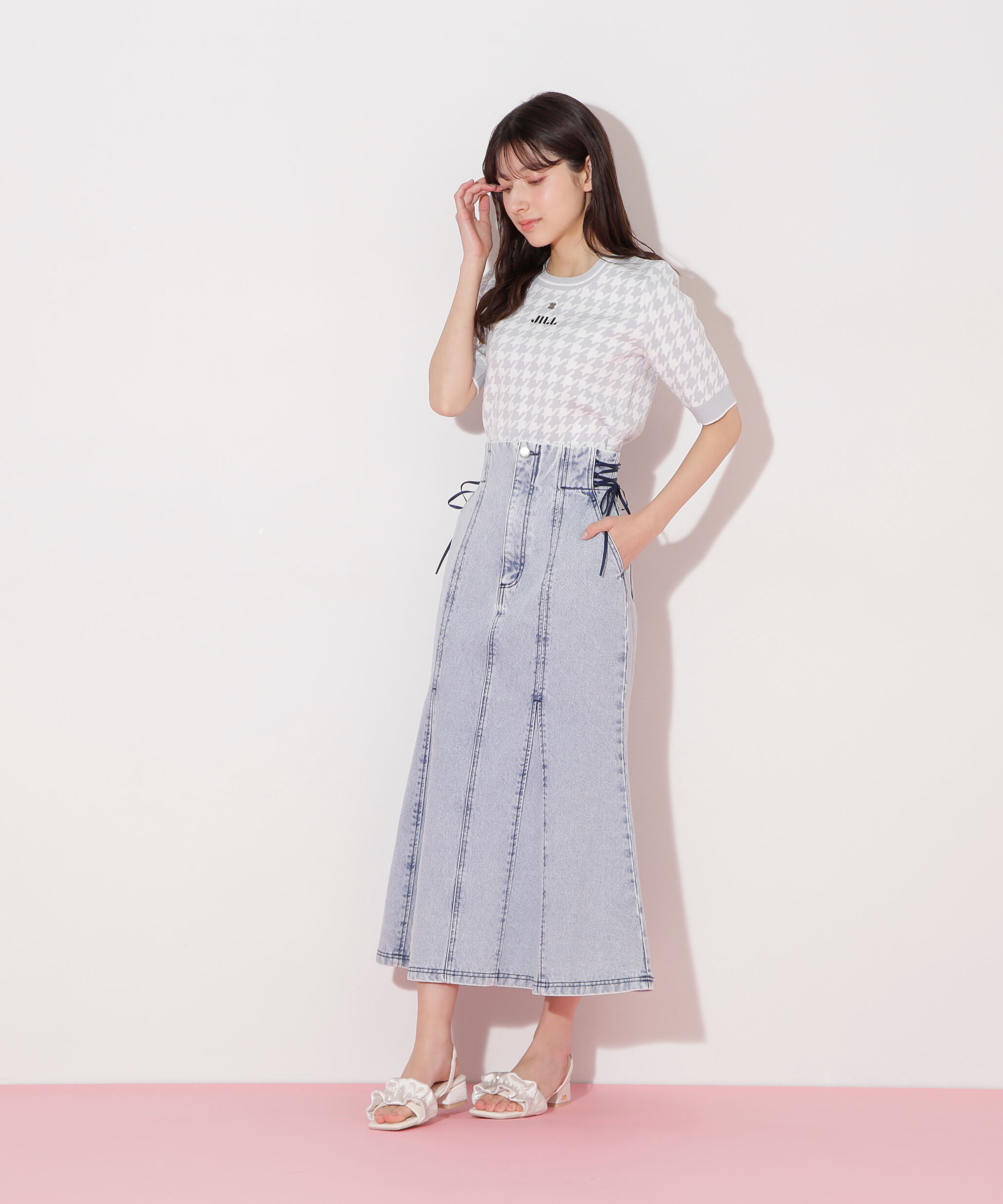  「サイドレースアップデニムマーメイドスカート」|スカート|