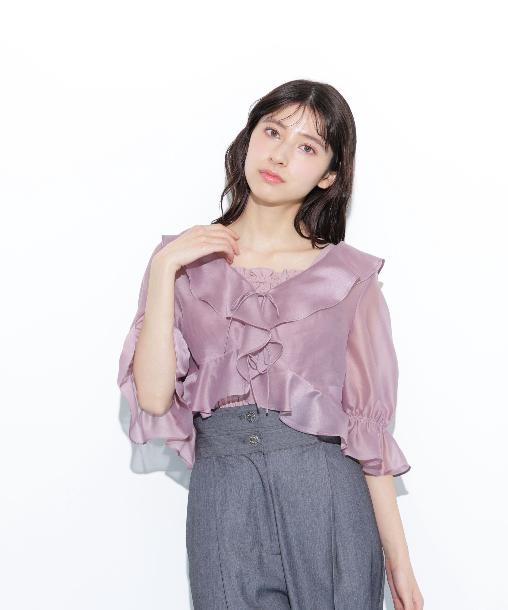  「ラッフルアンサンブルセットアップブラウス」|シャツ・ブラウス|
