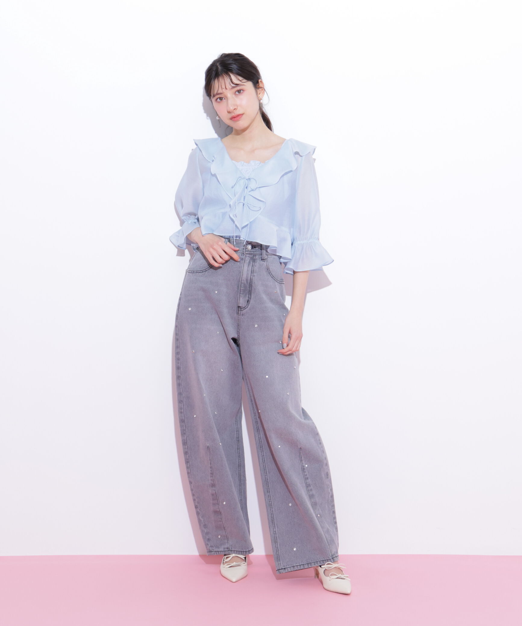  「ラッフルアンサンブルセットアップブラウス」|シャツ・ブラウス|