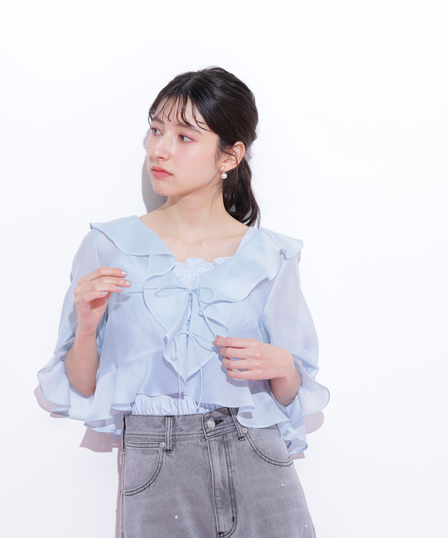  「ラッフルアンサンブルセットアップブラウス」|シャツ・ブラウス|