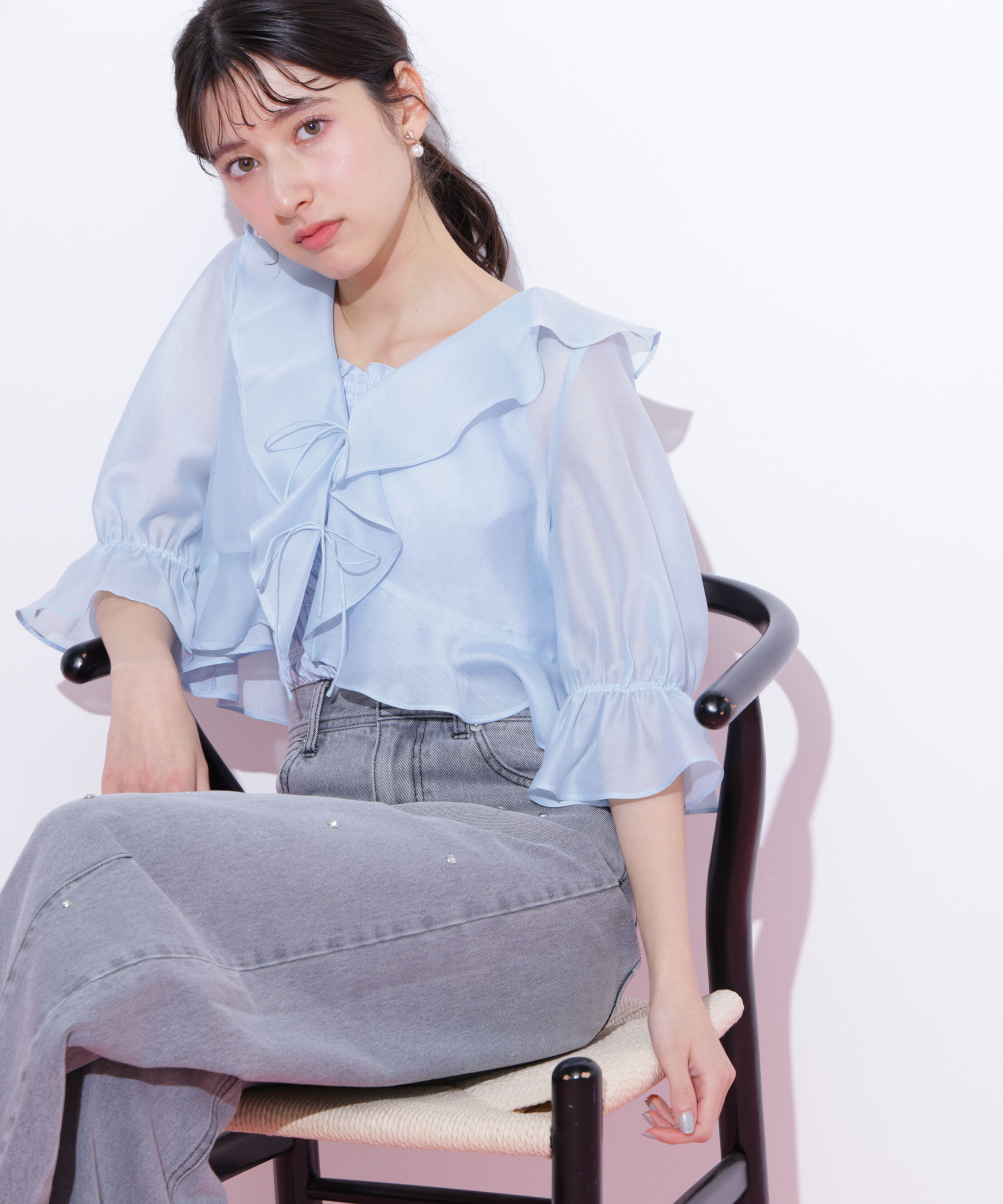 「ラッフルアンサンブルセットアップブラウス」|シャツ・ブラウス|