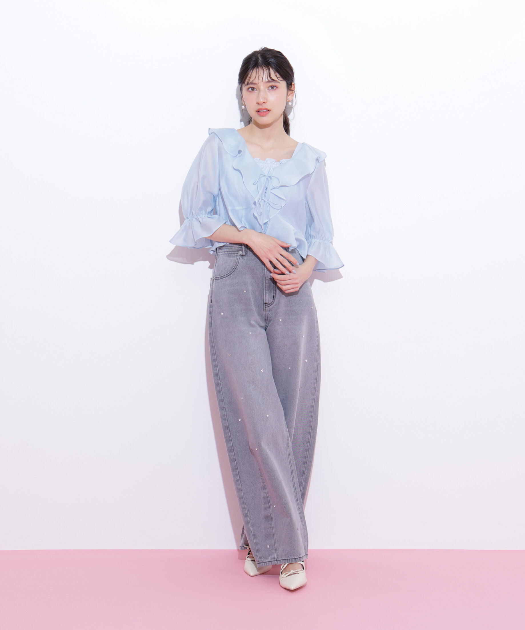  「ラッフルアンサンブルセットアップブラウス」|シャツ・ブラウス|