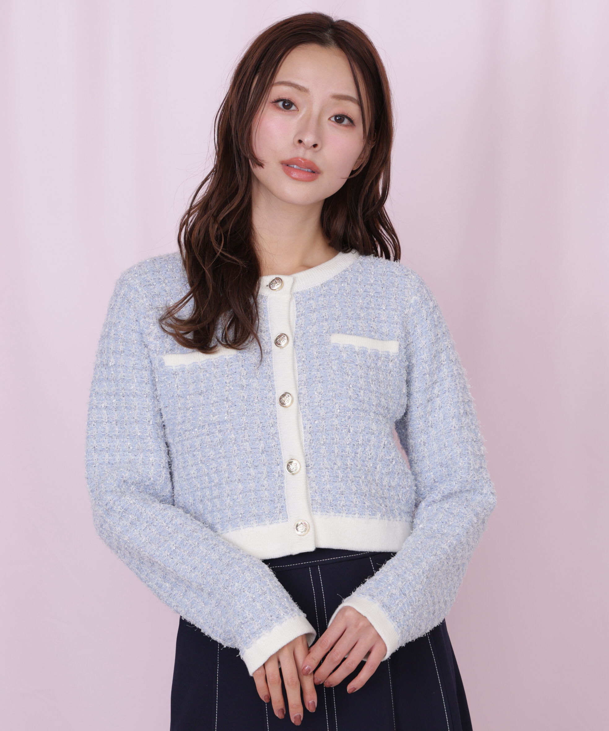  「ミックスツイードニットジャケット」|ニット・セーター|