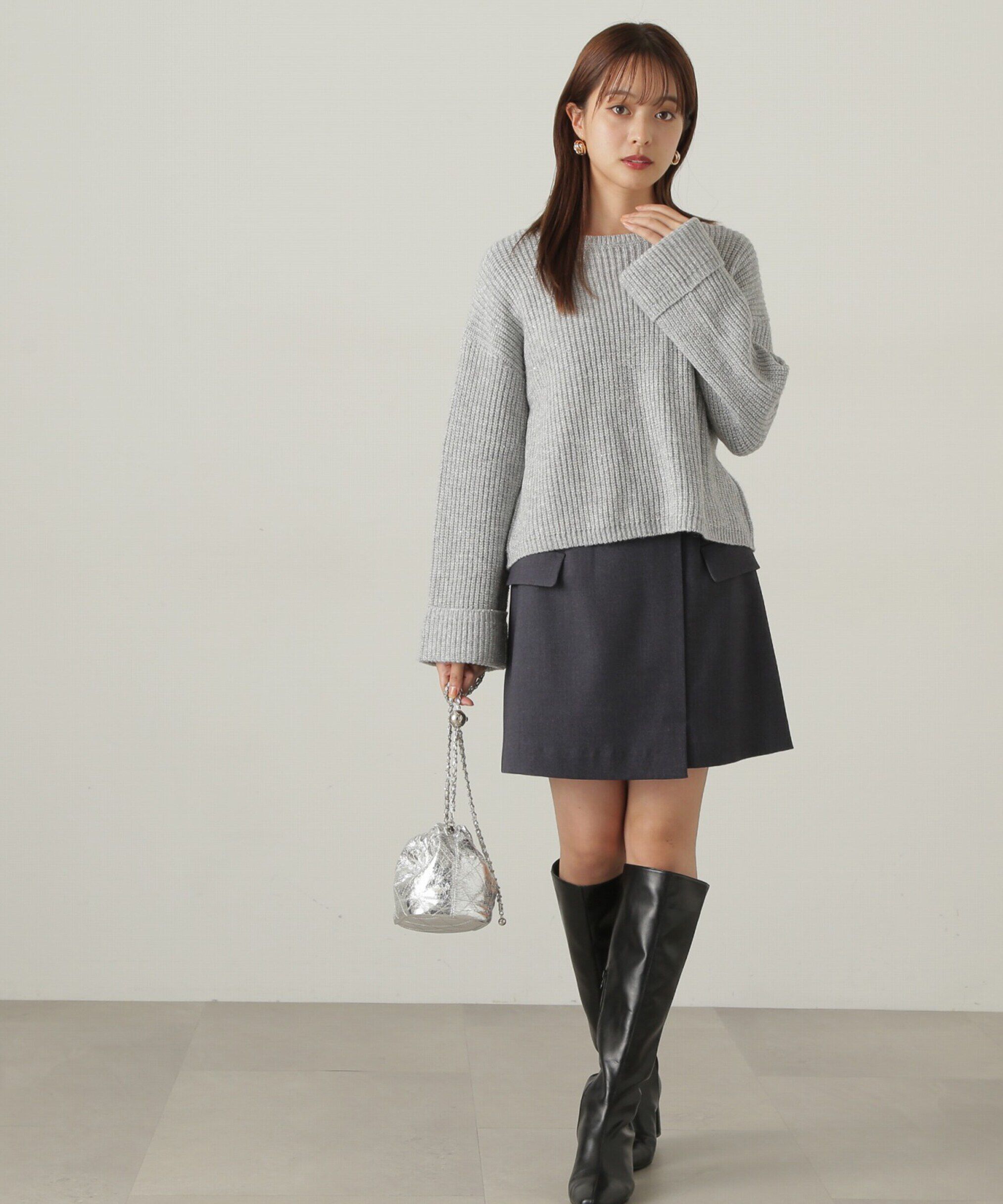 PROPORTION BODY DRESSING「スパンコール畦ニット WEB限定カラー：ブルー　24AW」|ニット・セーター|