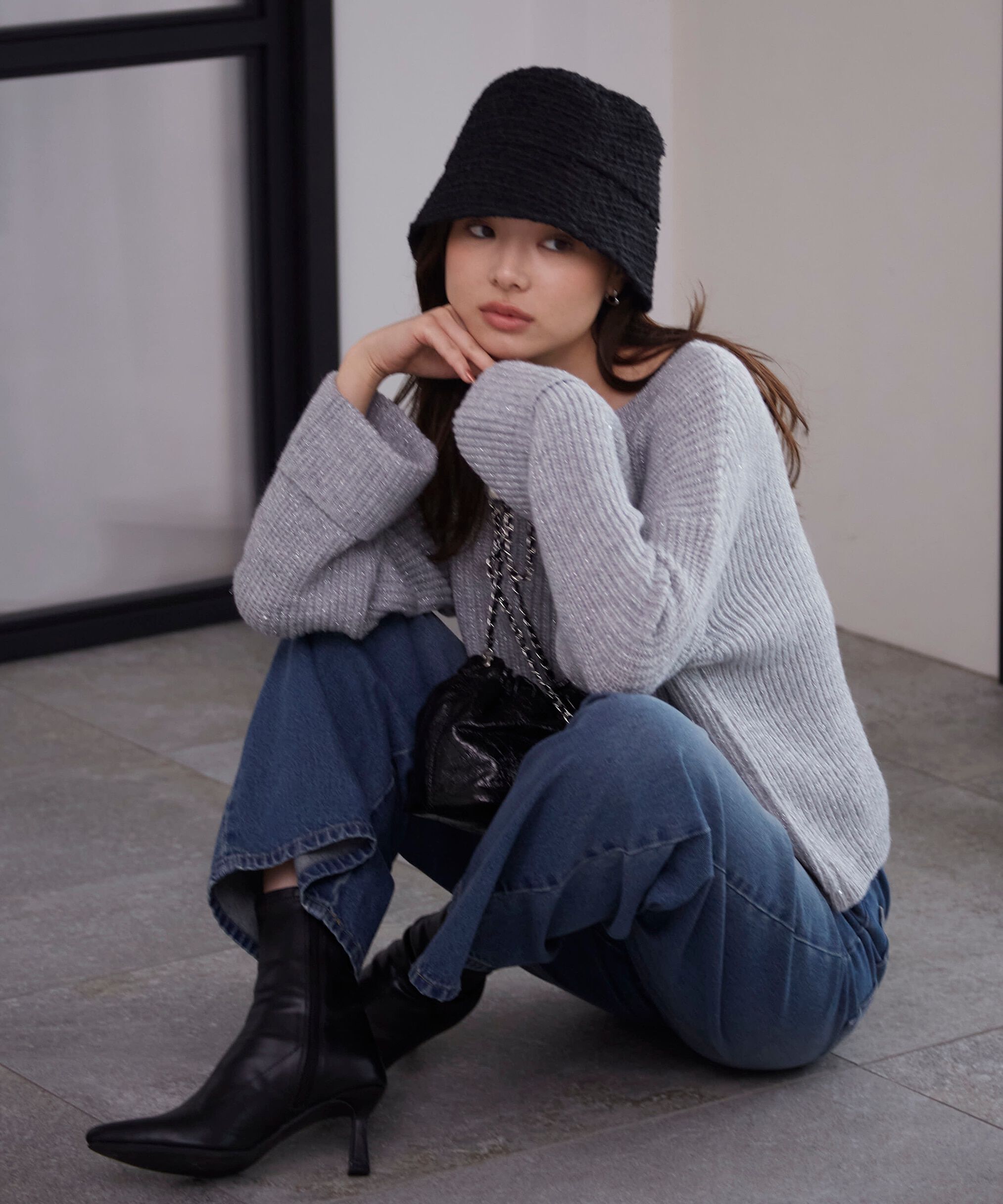 PROPORTION BODY DRESSING「スパンコール畦ニット WEB限定カラー：ブルー　24AW」|ニット・セーター|