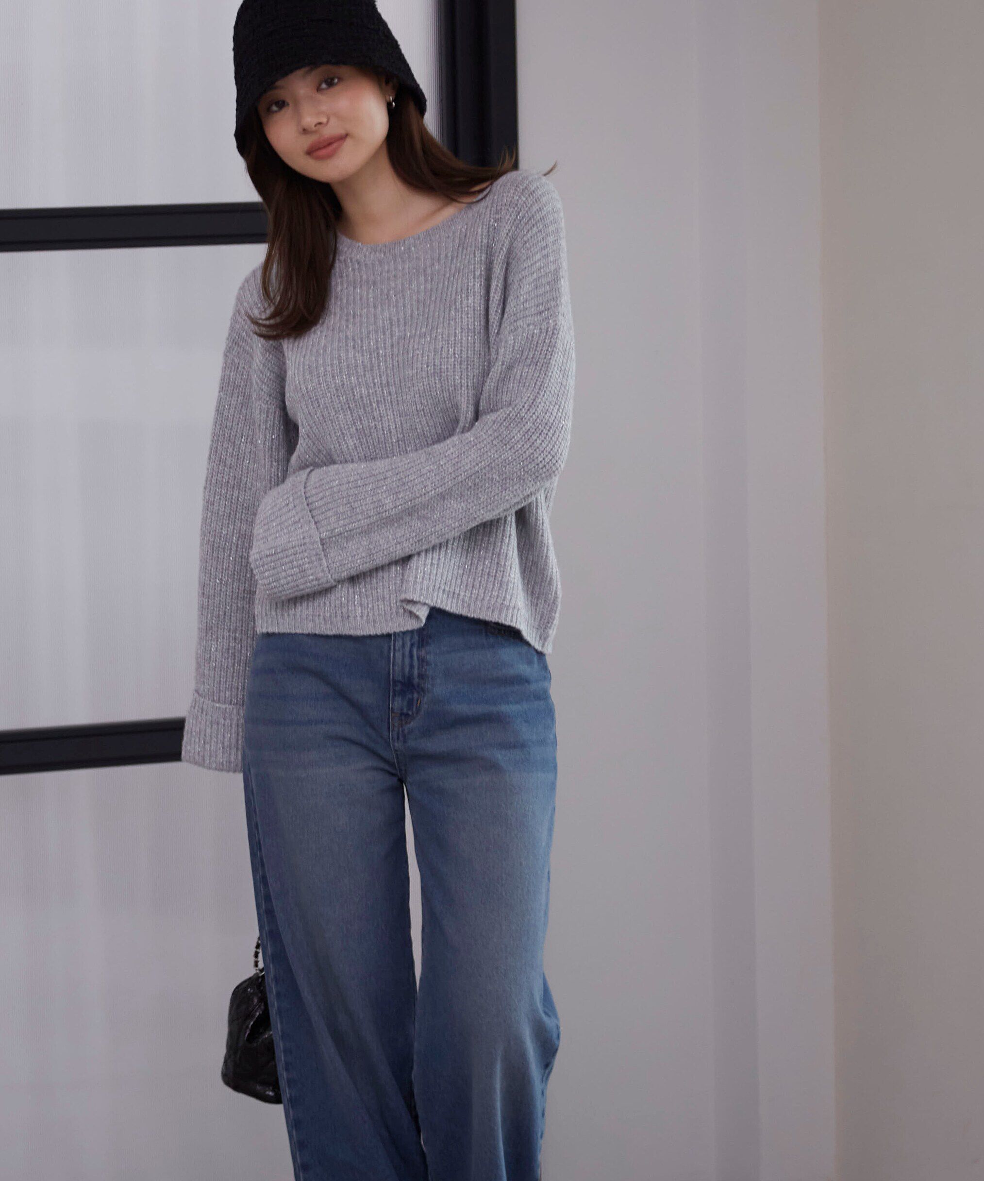 PROPORTION BODY DRESSING「スパンコール畦ニット WEB限定カラー：ブルー　24AW」|ニット・セーター|