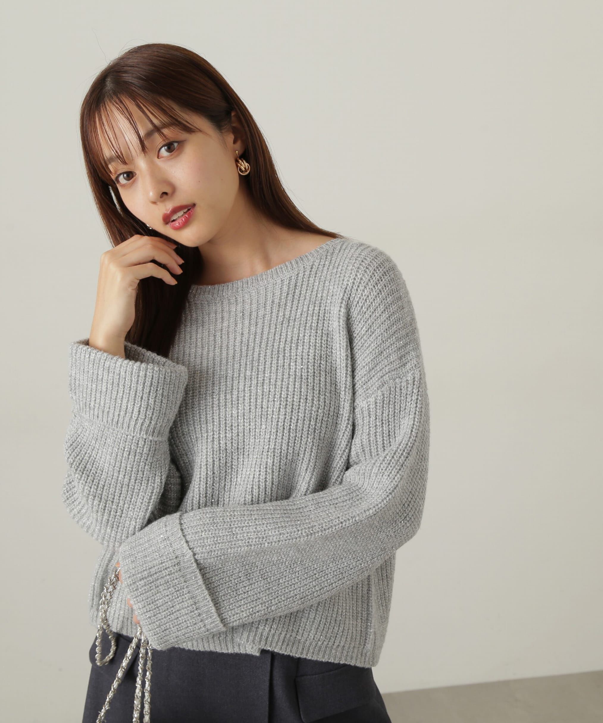 PROPORTION BODY DRESSING「スパンコール畦ニット WEB限定カラー：ブルー　24AW」|ニット・セーター|