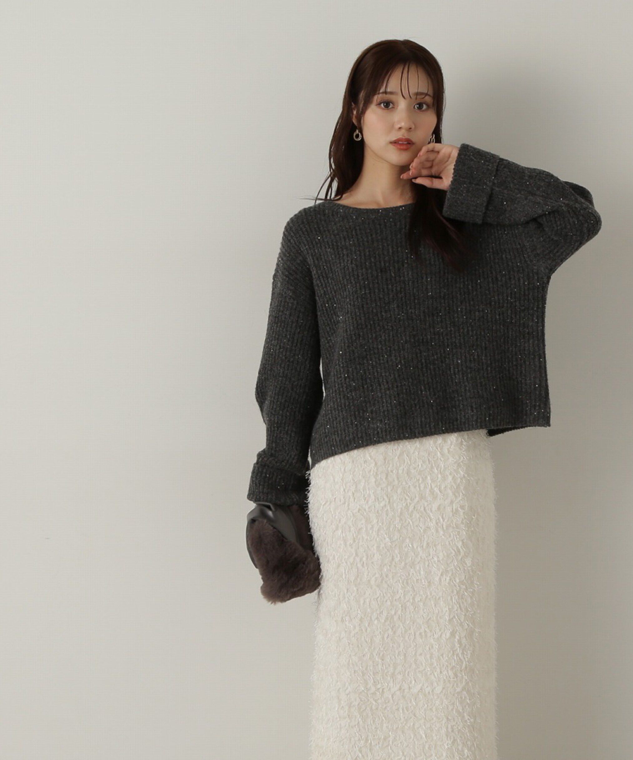 PROPORTION BODY DRESSING「スパンコール畦ニット WEB限定カラー：ブルー　24AW」|ニット・セーター|