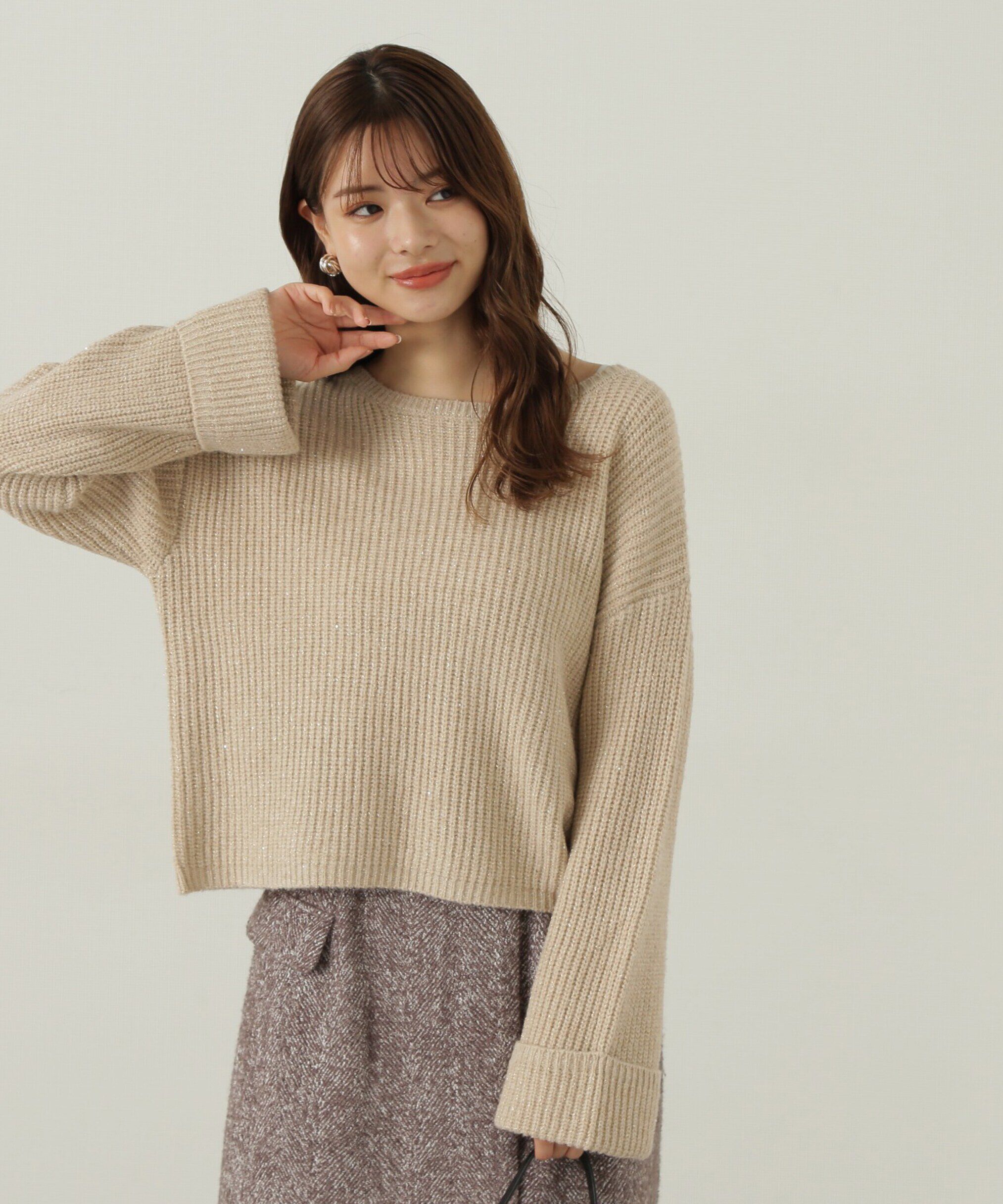 PROPORTION BODY DRESSING「スパンコール畦ニット WEB限定カラー：ブルー　24AW」|ニット・セーター|ベージュ