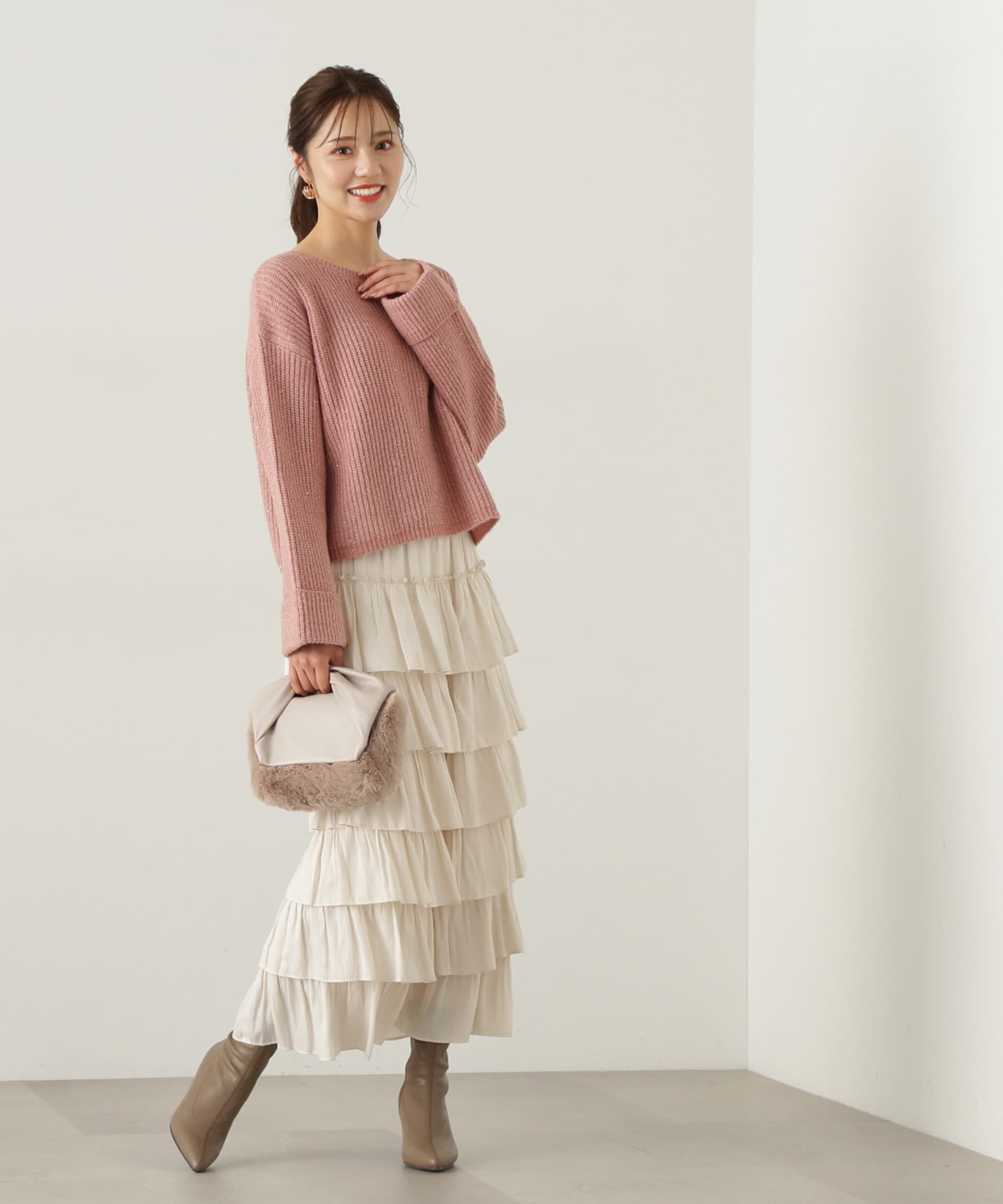 PROPORTION BODY DRESSING「スパンコール畦ニット WEB限定カラー：ブルー　24AW」|ニット・セーター|