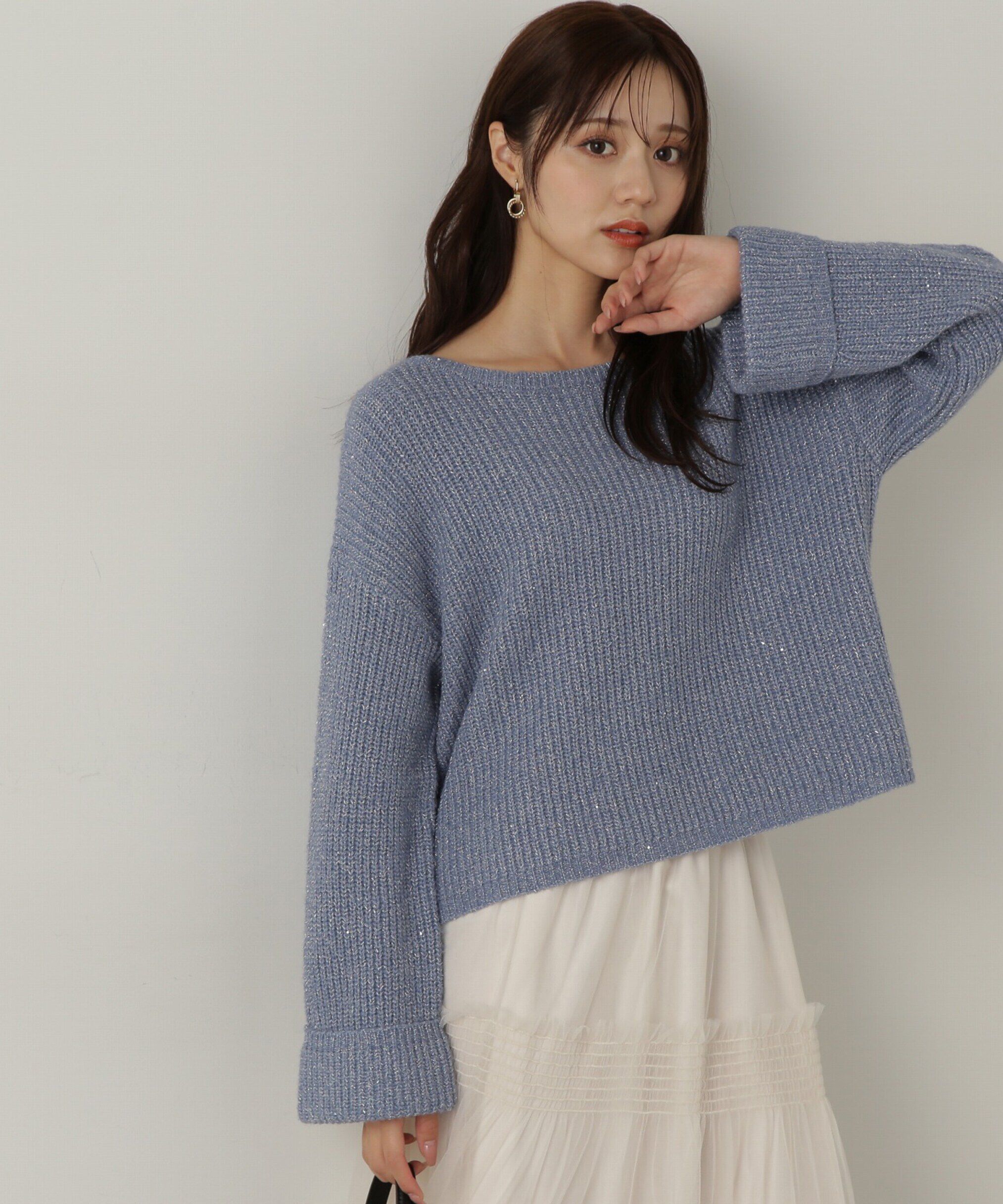 PROPORTION BODY DRESSING「スパンコール畦ニット WEB限定カラー：ブルー　24AW」|ニット・セーター|ブルー