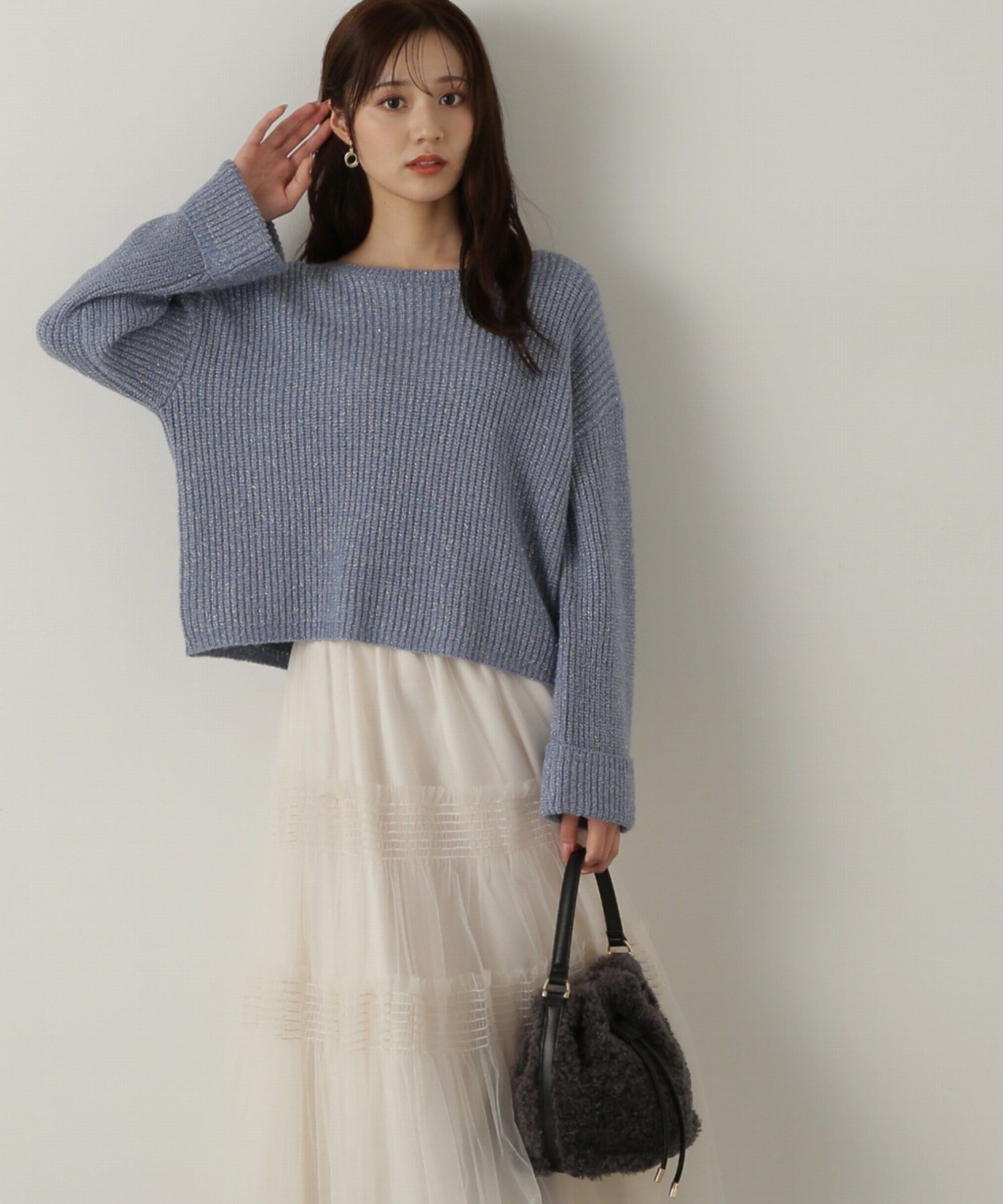 PROPORTION BODY DRESSING「スパンコール畦ニット WEB限定カラー：ブルー　24AW」|ニット・セーター|