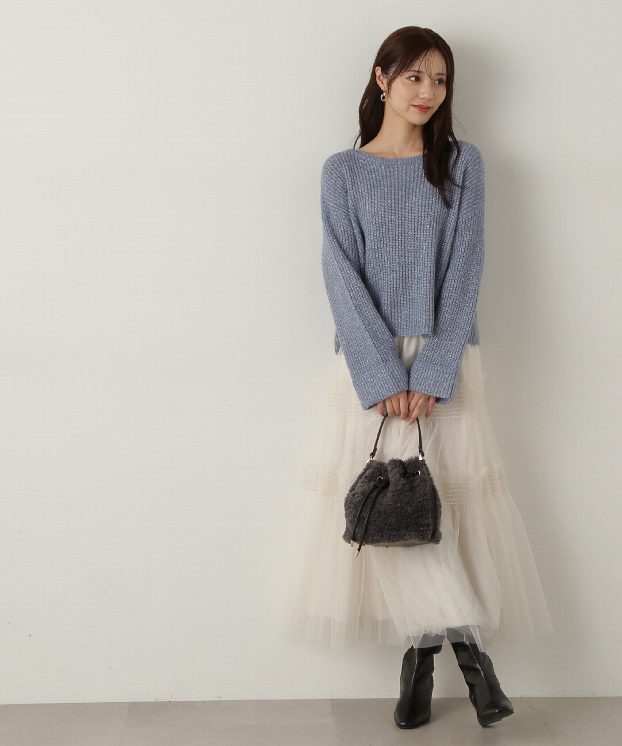 PROPORTION BODY DRESSING「スパンコール畦ニット WEB限定カラー：ブルー　24AW」|ニット・セーター|