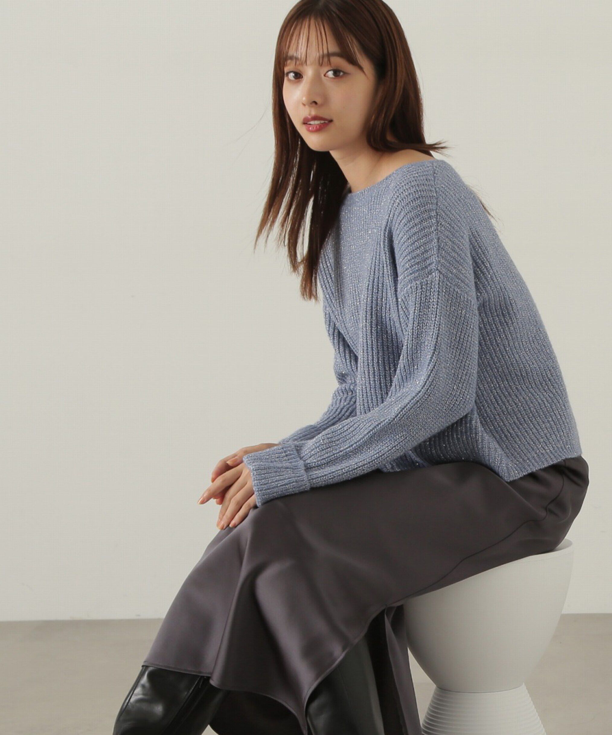 PROPORTION BODY DRESSING「スパンコール畦ニット WEB限定カラー：ブルー　24AW」|ニット・セーター|