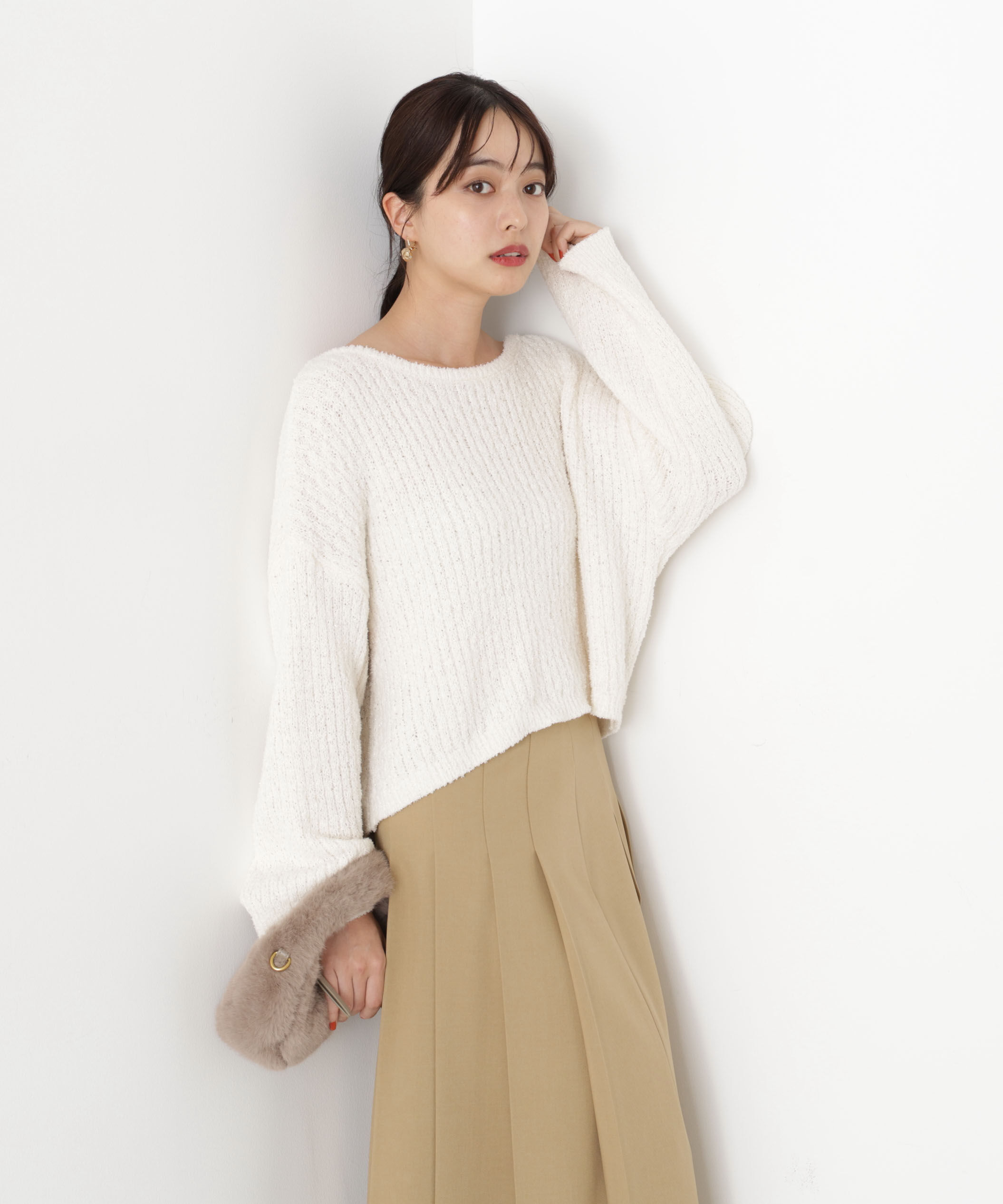 PROPORTION BODY DRESSING「フィルムモール短丈ニット 25AW」|ニット・セーター|