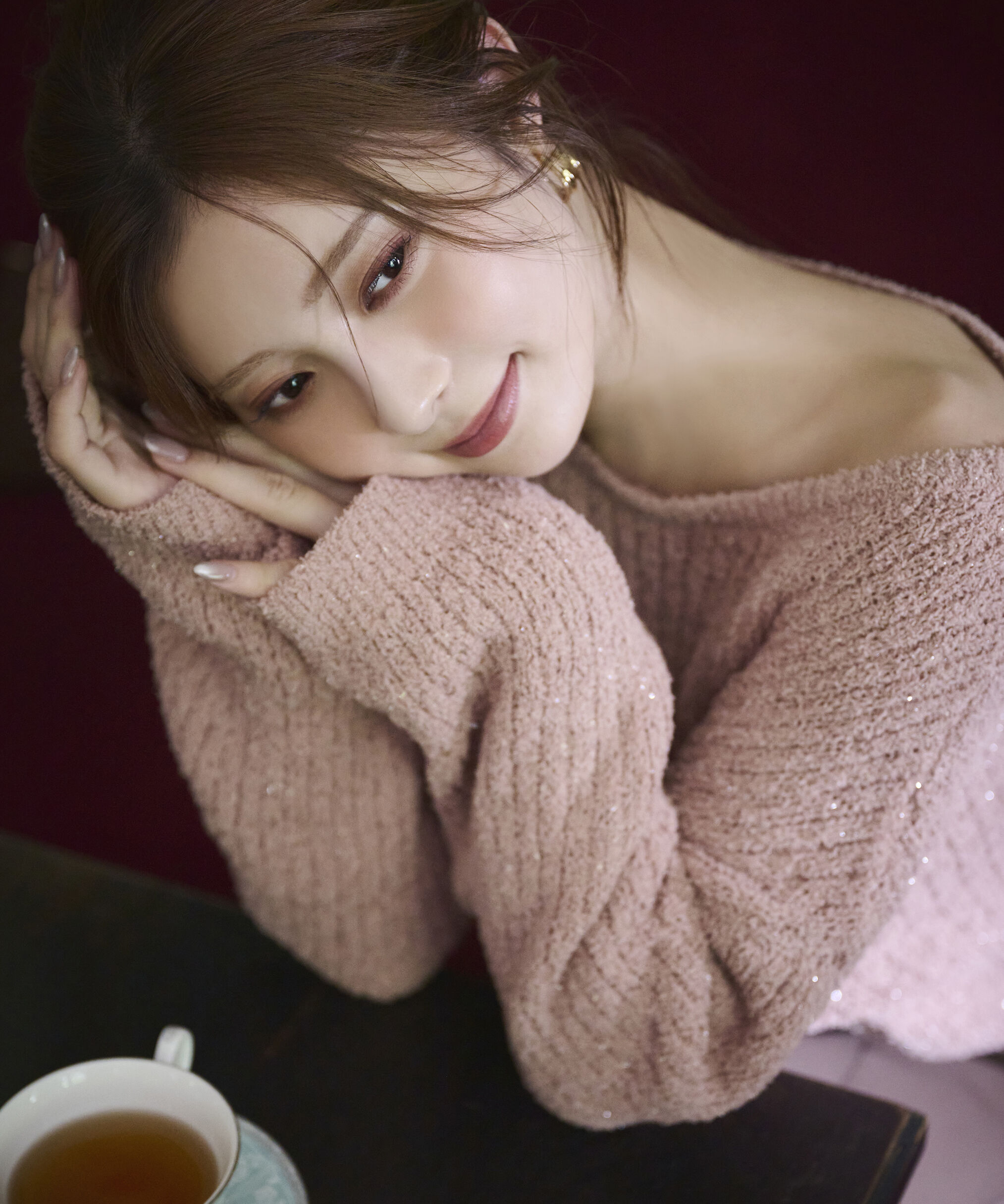 PROPORTION BODY DRESSING「フィルムモール短丈ニット 25AW」|ニット・セーター|ピンクベージ