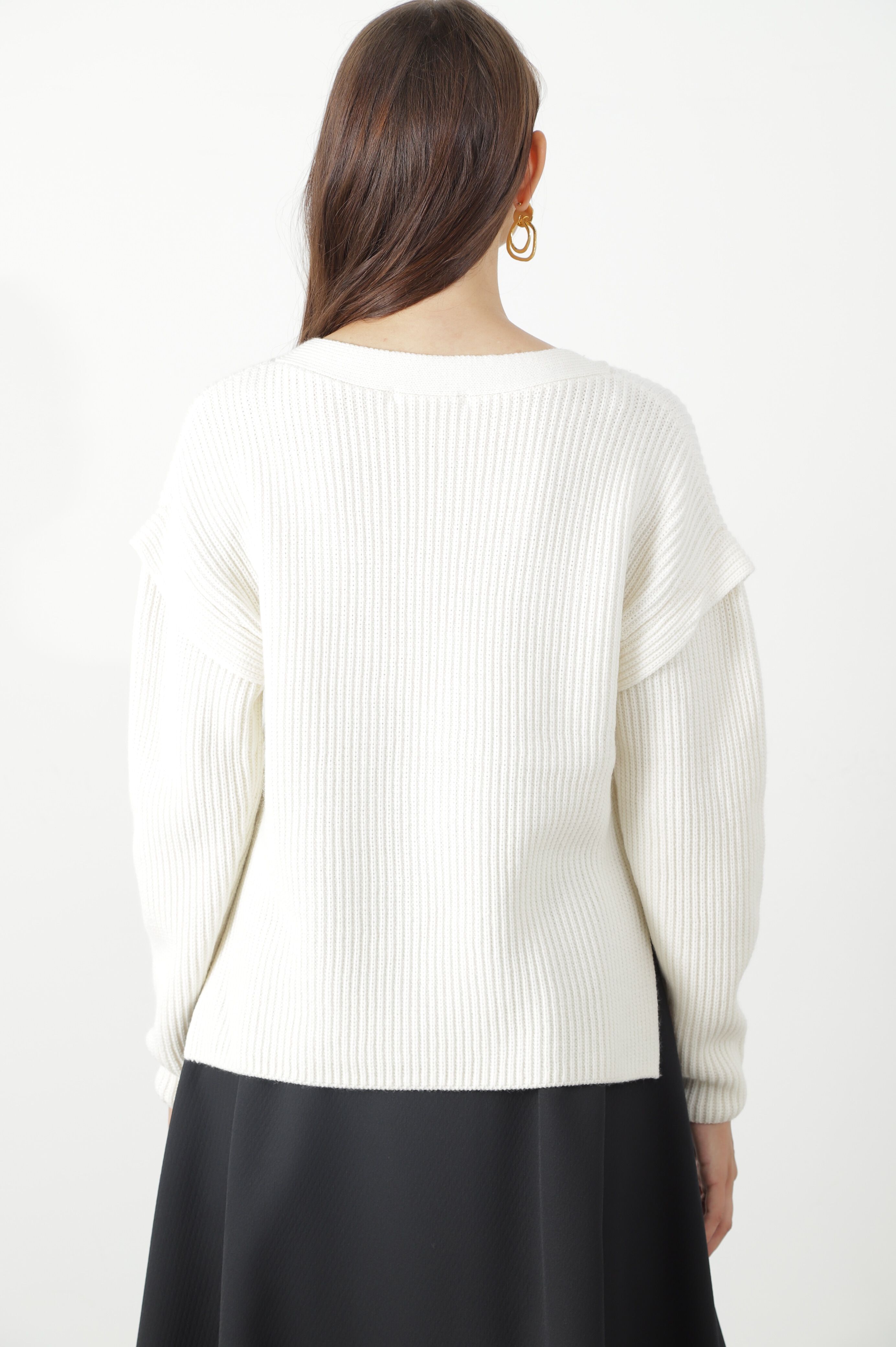  「◆片畦ボウタイミドルゲージニットプルオーバー」|ニット・セーター|