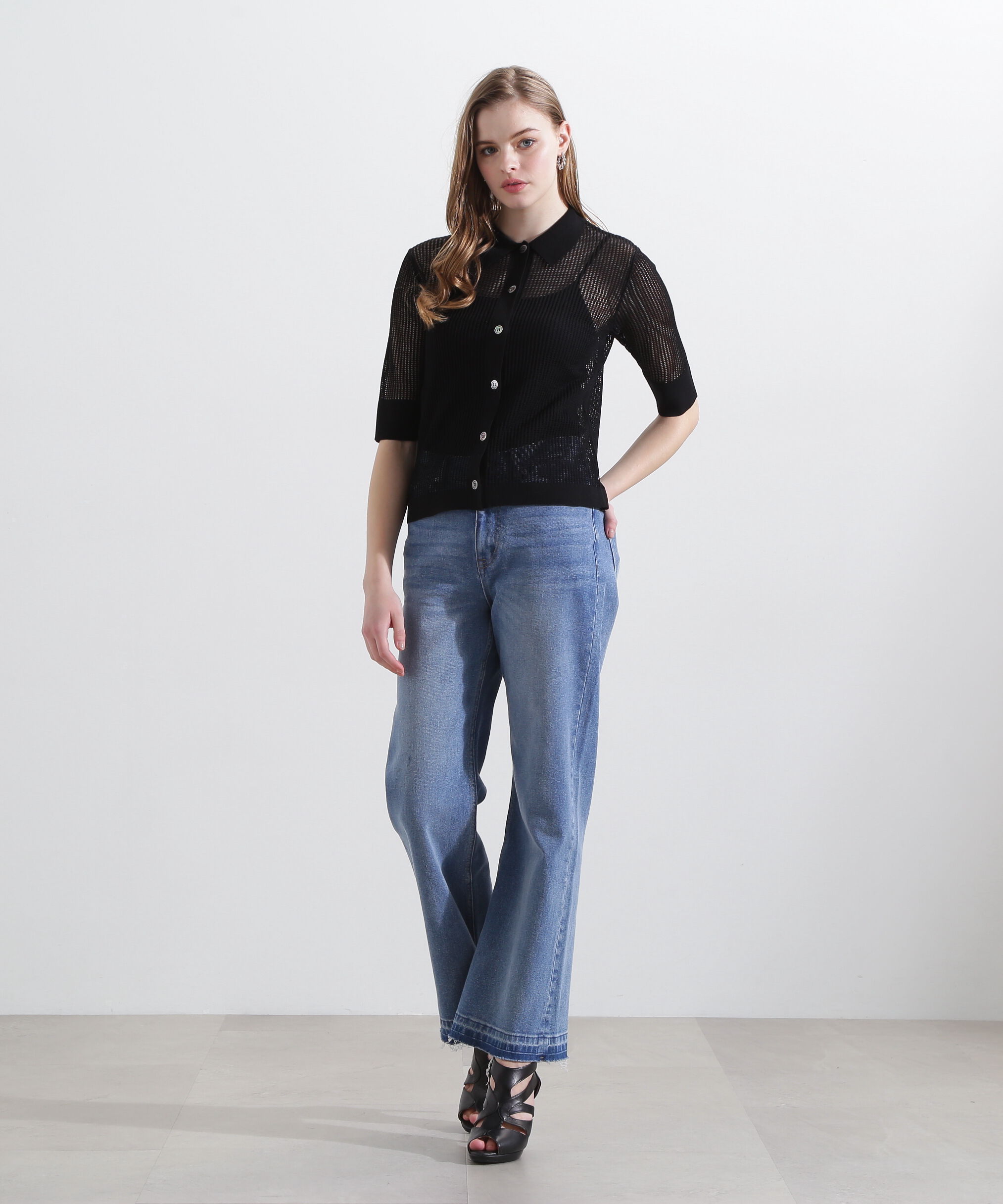  「◆シアーコンビカーディガン」|ニット・セーター|