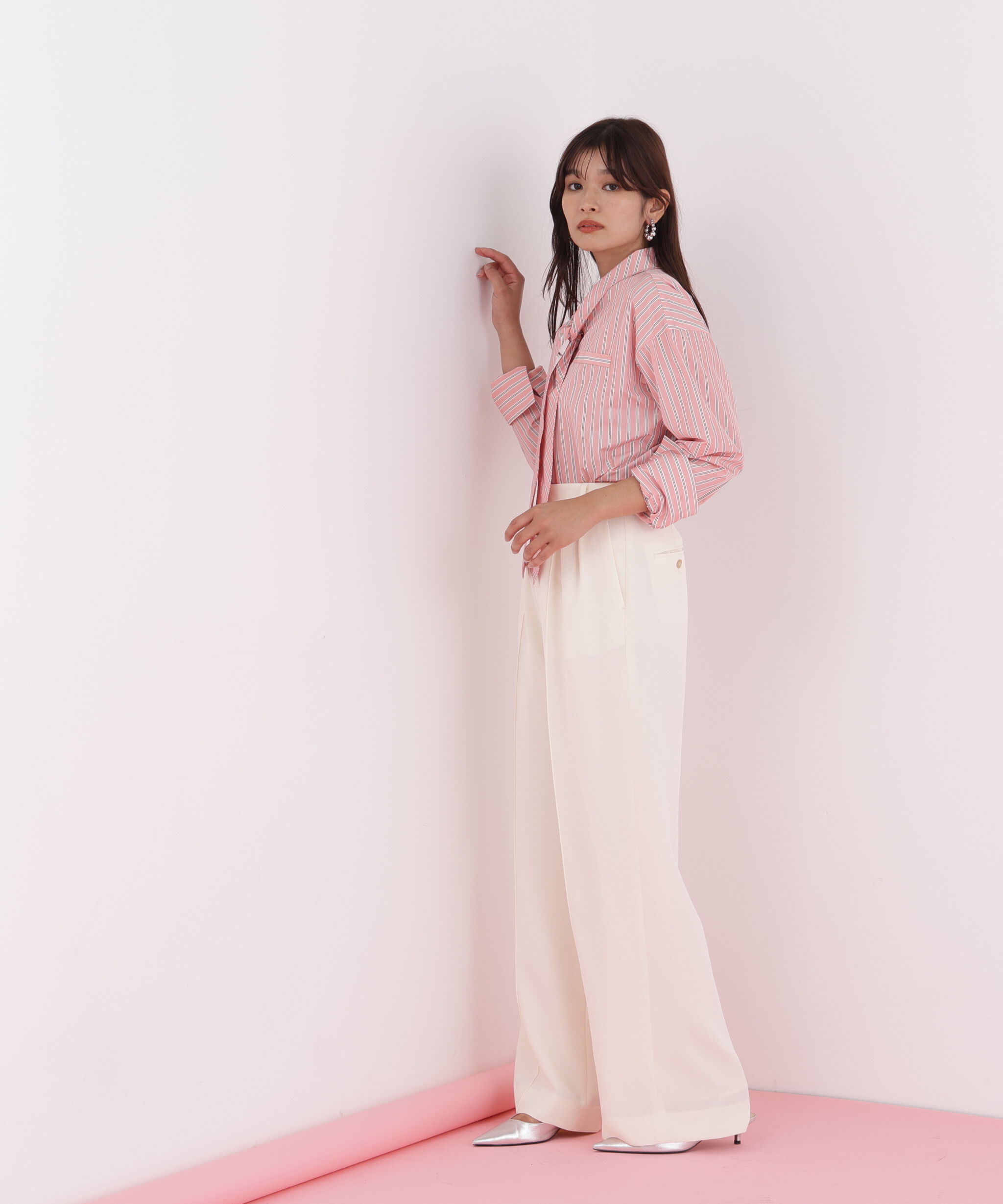  「ストライプタイネックシャツ」|シャツ・ブラウス|