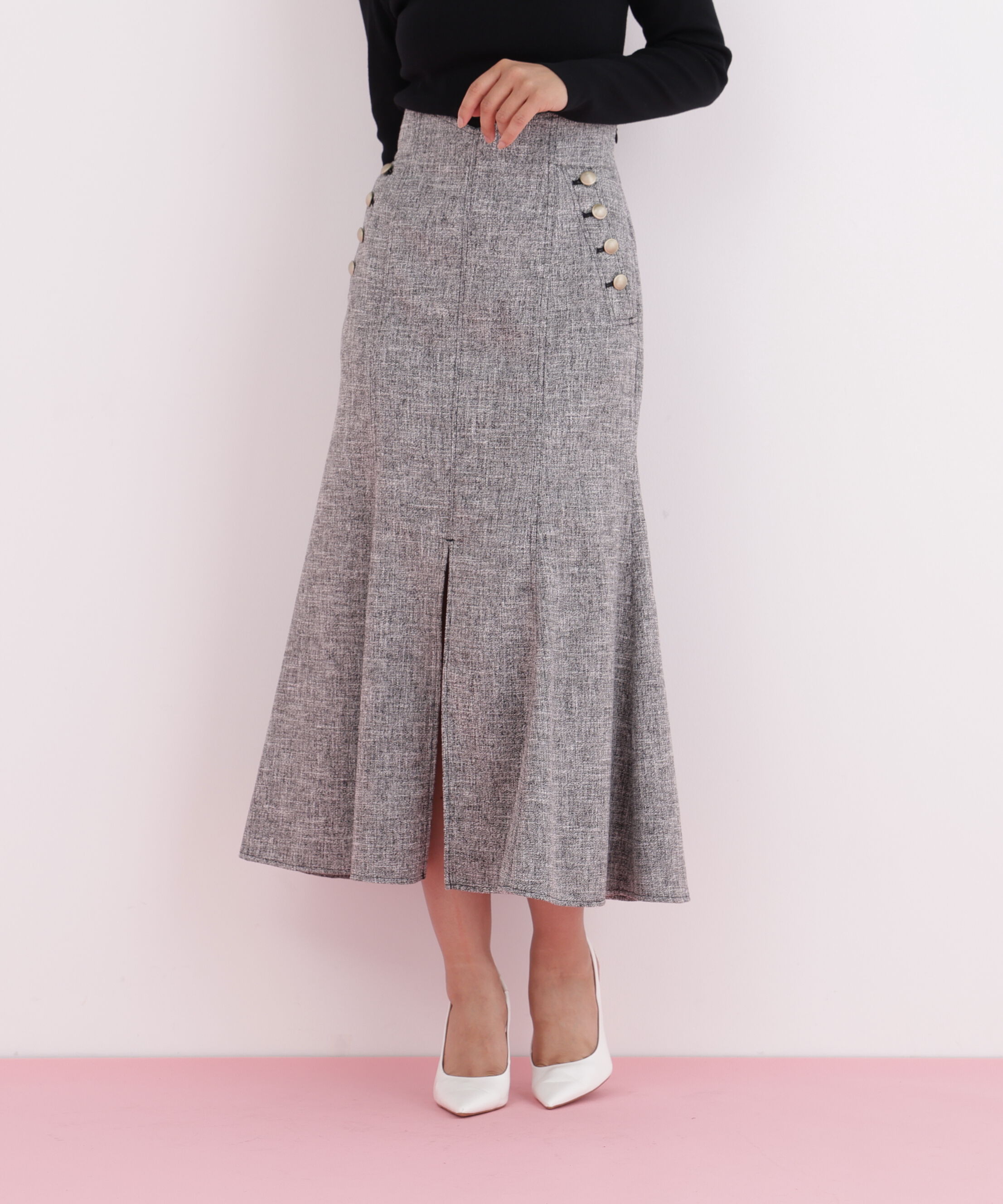  「ミックスブッチャーマーメイドスカート」|スカート|ブラック系